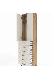 Arges Dolap 2 Raflı 6 Çekmeceli Tek Askılı 60x30x221 - S29M109V7A