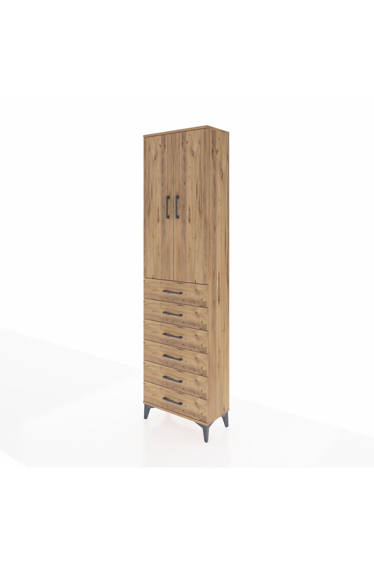 Arges Dolap 2 Raflı 6 Çekmeceli Tek Askılı 60x30x221 - S29M109V9A