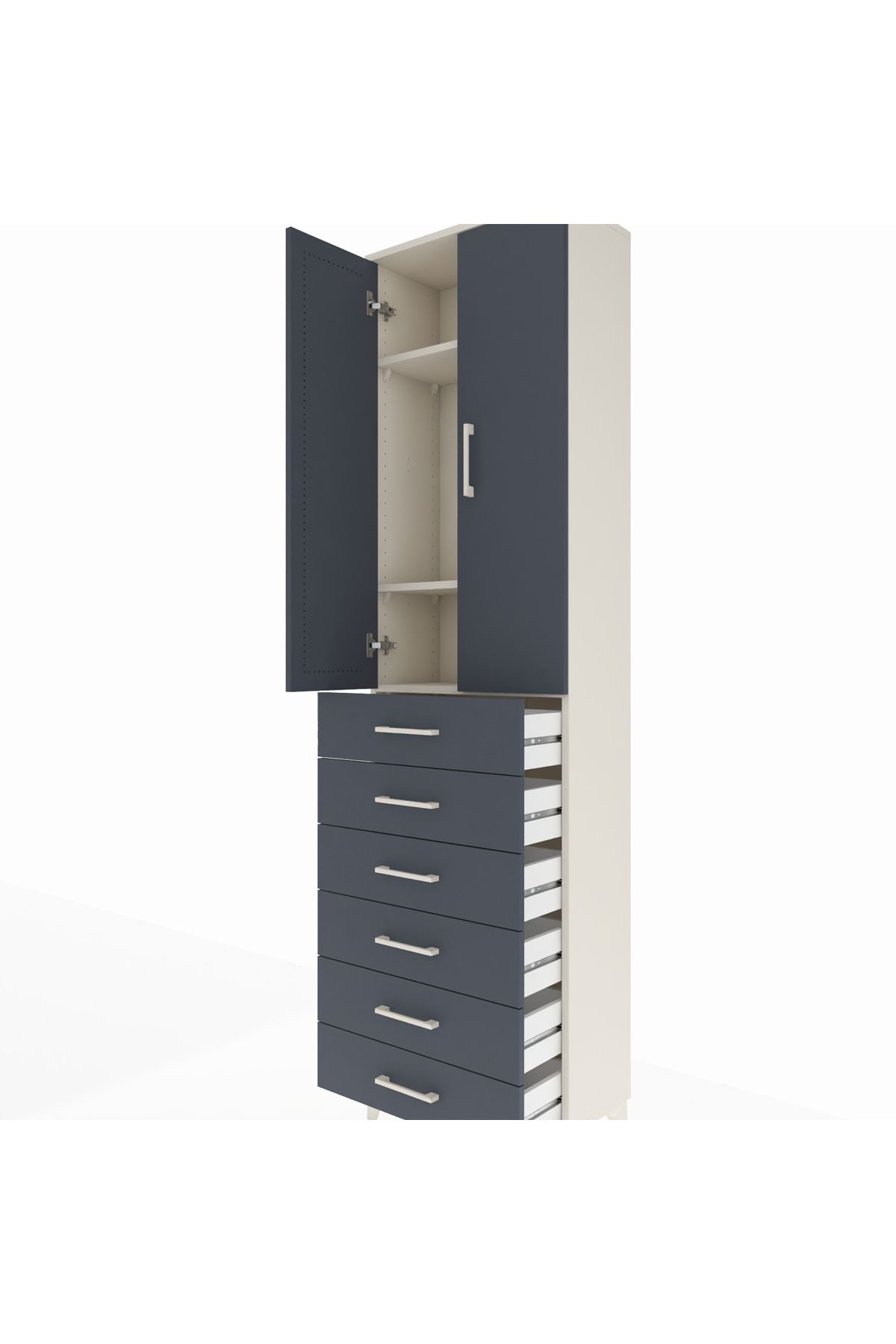 Arges Dolap 3 Raflı 6 Çekmeceli 2 Kapaklı 60x30x221 - S29M110V2A