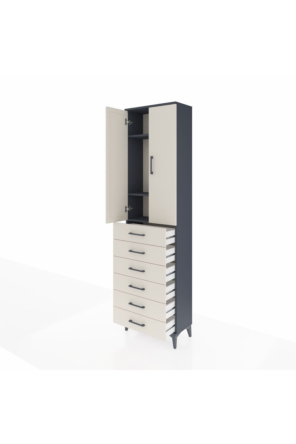Arges Dolap 3 Raflı 6 Çekmeceli 2 Kapaklı 60x30x221 - S29M110V4A