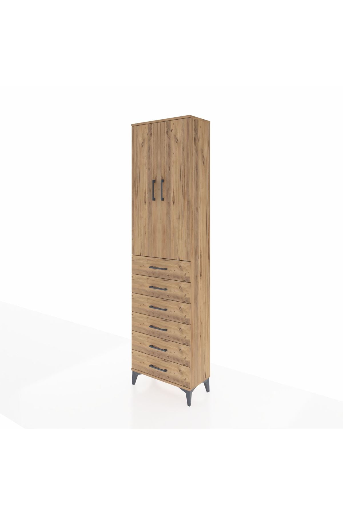 Arges Dolap 3 Raflı 6 Çekmeceli 2 Kapaklı 60x30x221 - S29M110V9A