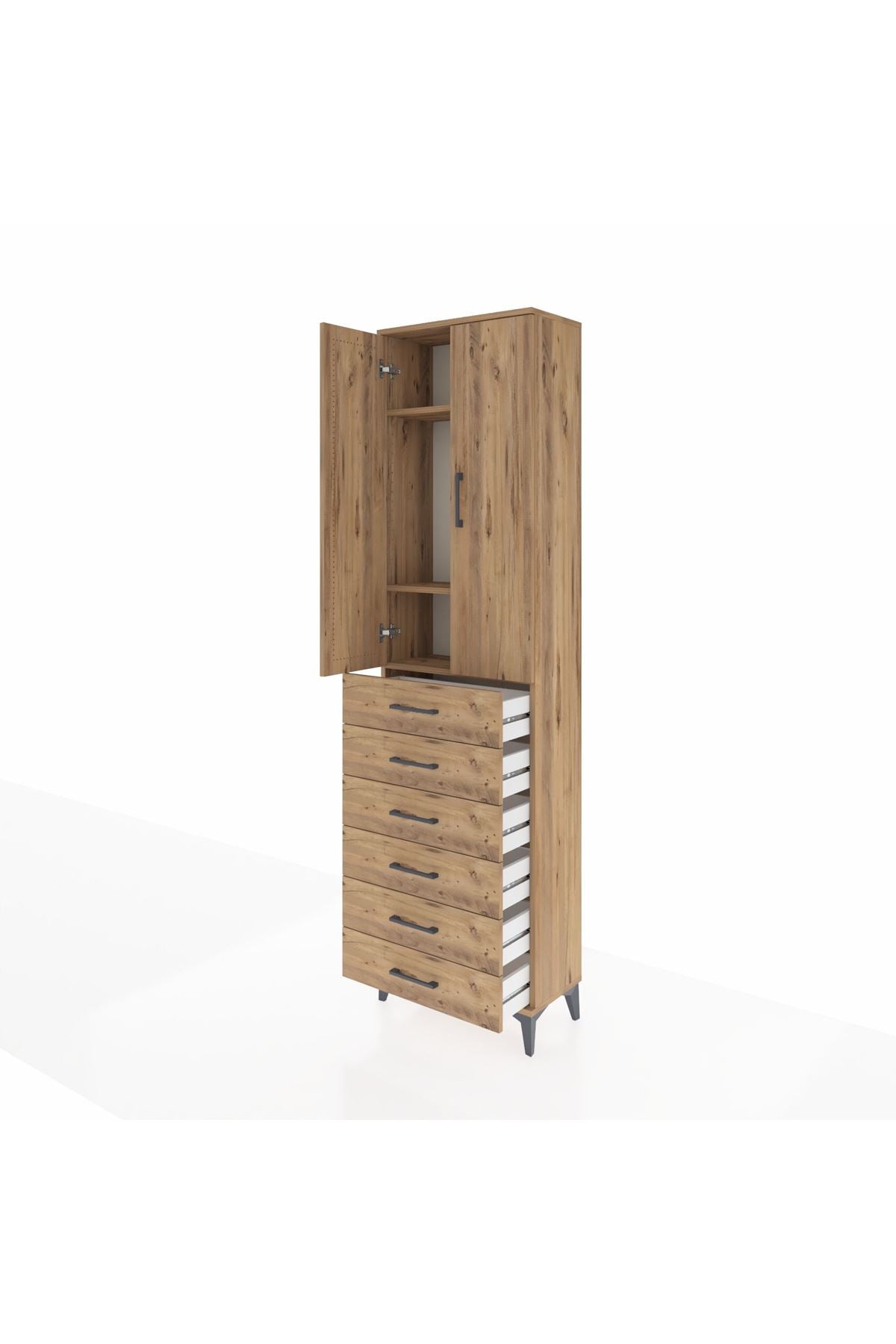 Arges Dolap 3 Raflı 6 Çekmeceli 2 Kapaklı 60x30x221 - S29M110V9A