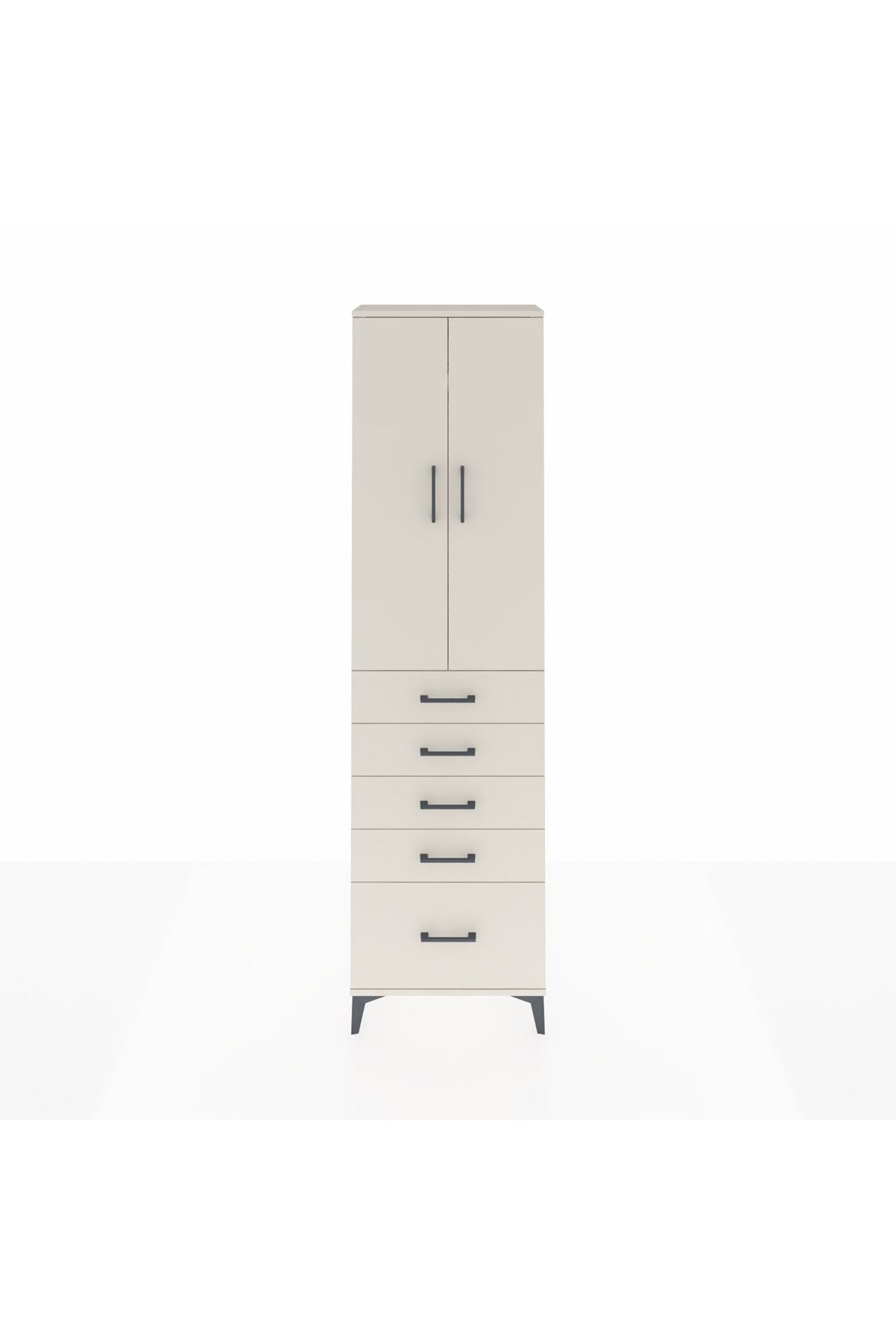 Arges Dolap 2 Raflı 5 Çekmeceli Tek Askılı 60x30x221 - S29M112V1A