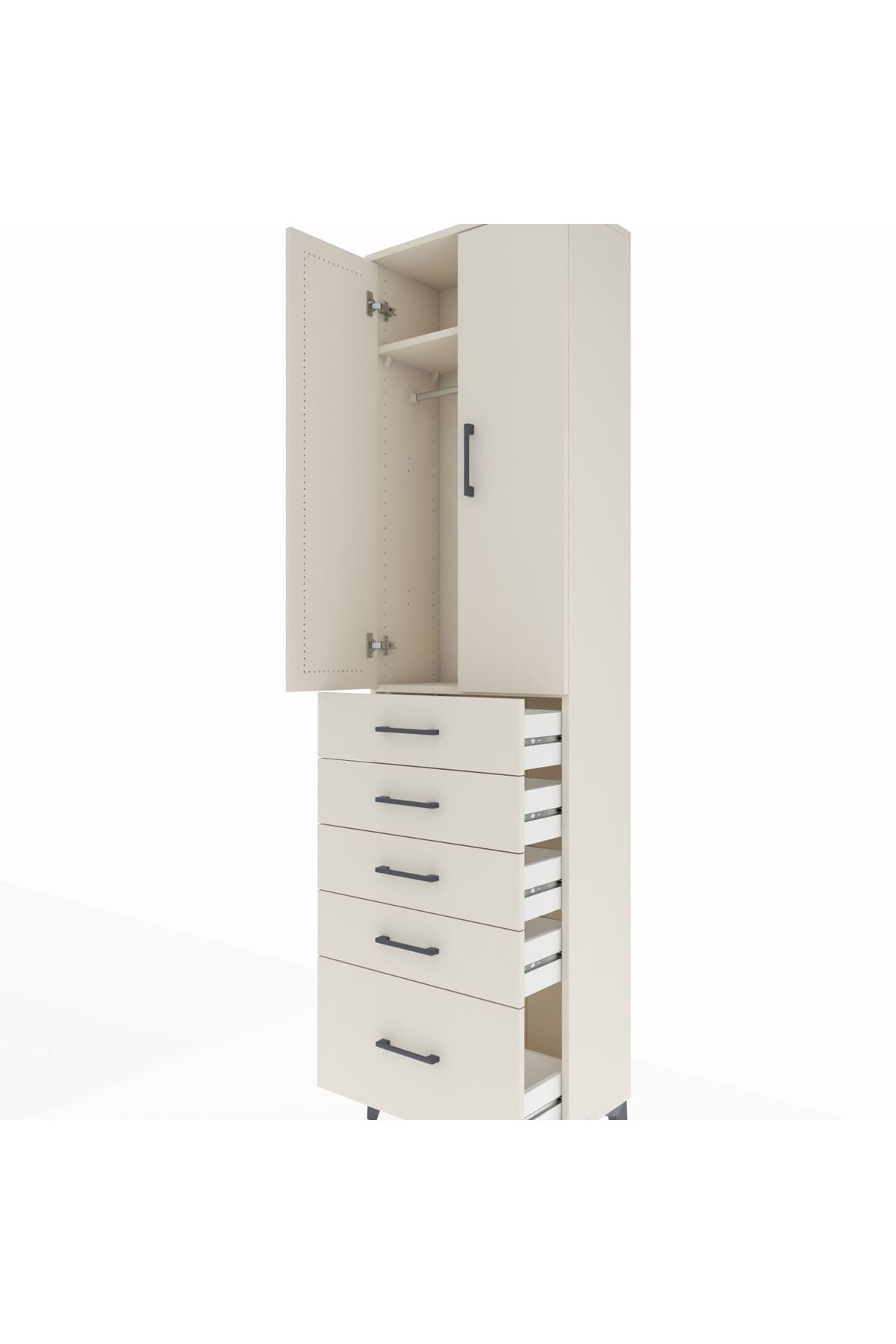 Arges Dolap 2 Raflı 5 Çekmeceli Tek Askılı 60x30x221 - S29M112V1A
