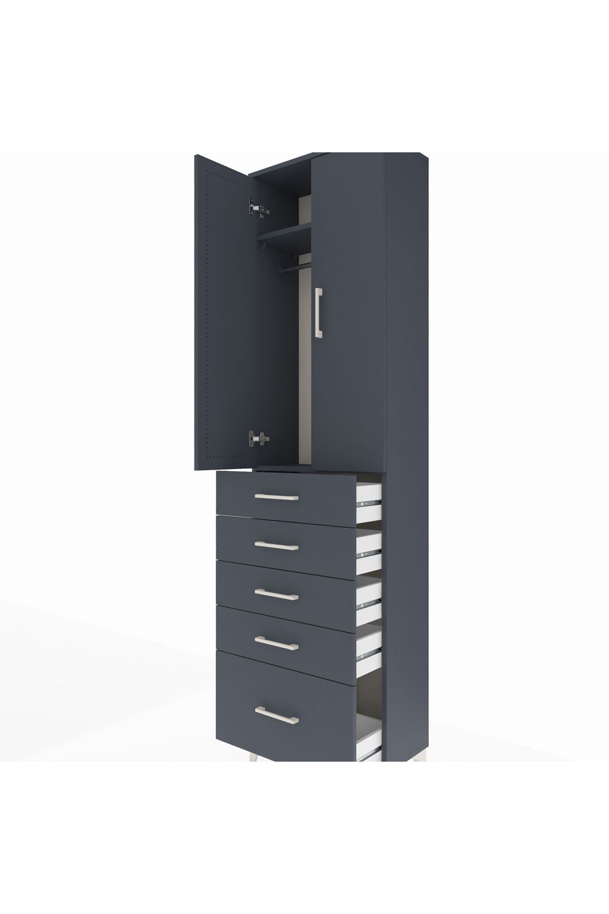 Arges Dolap 2 Raflı 5 Çekmeceli Tek Askılı 60x30x221 - S29M112V5A