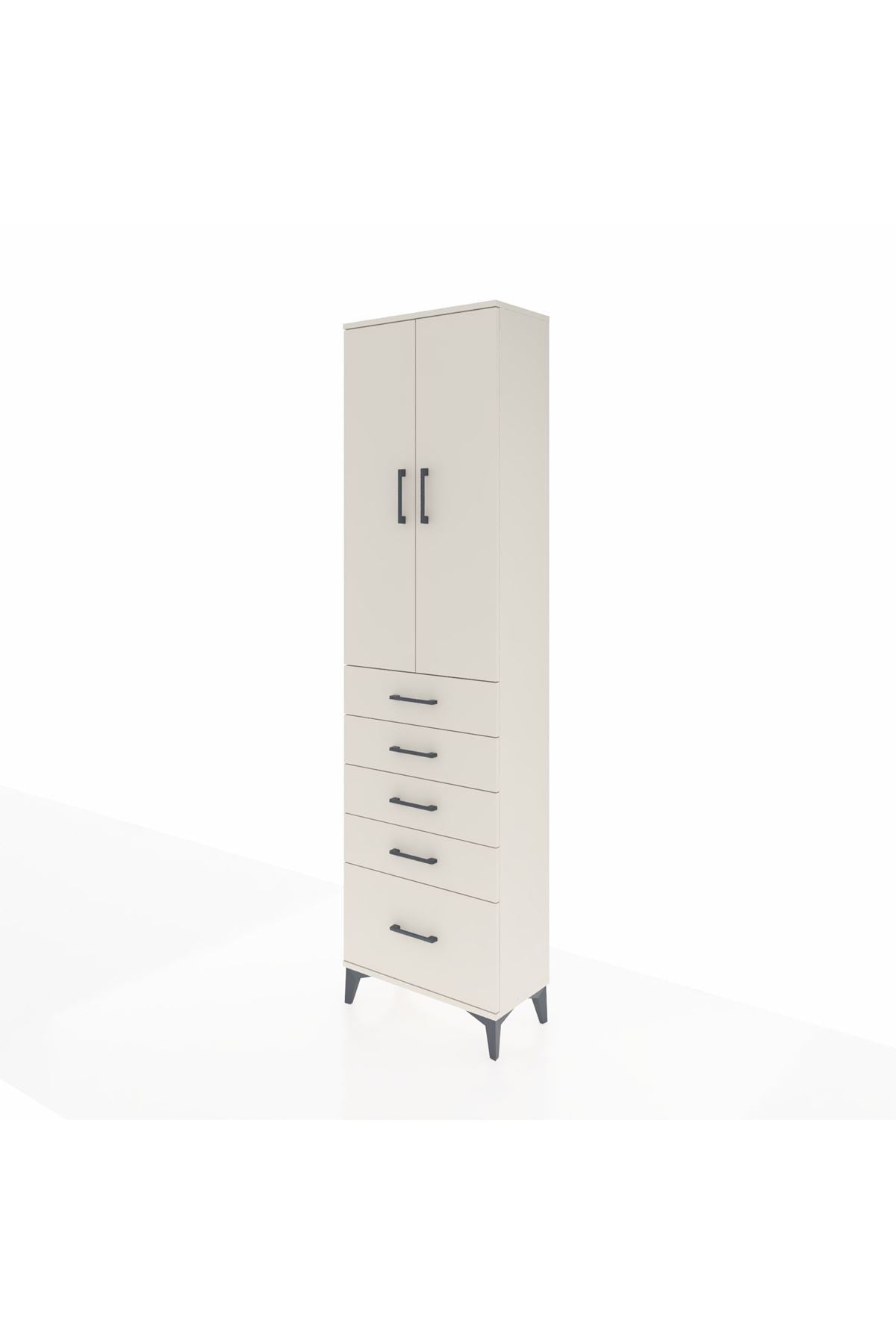 Arges Dolap 3 Raflı 5 Çekmeceli 2 Kapaklı 60x30x221 - S29M113V1A