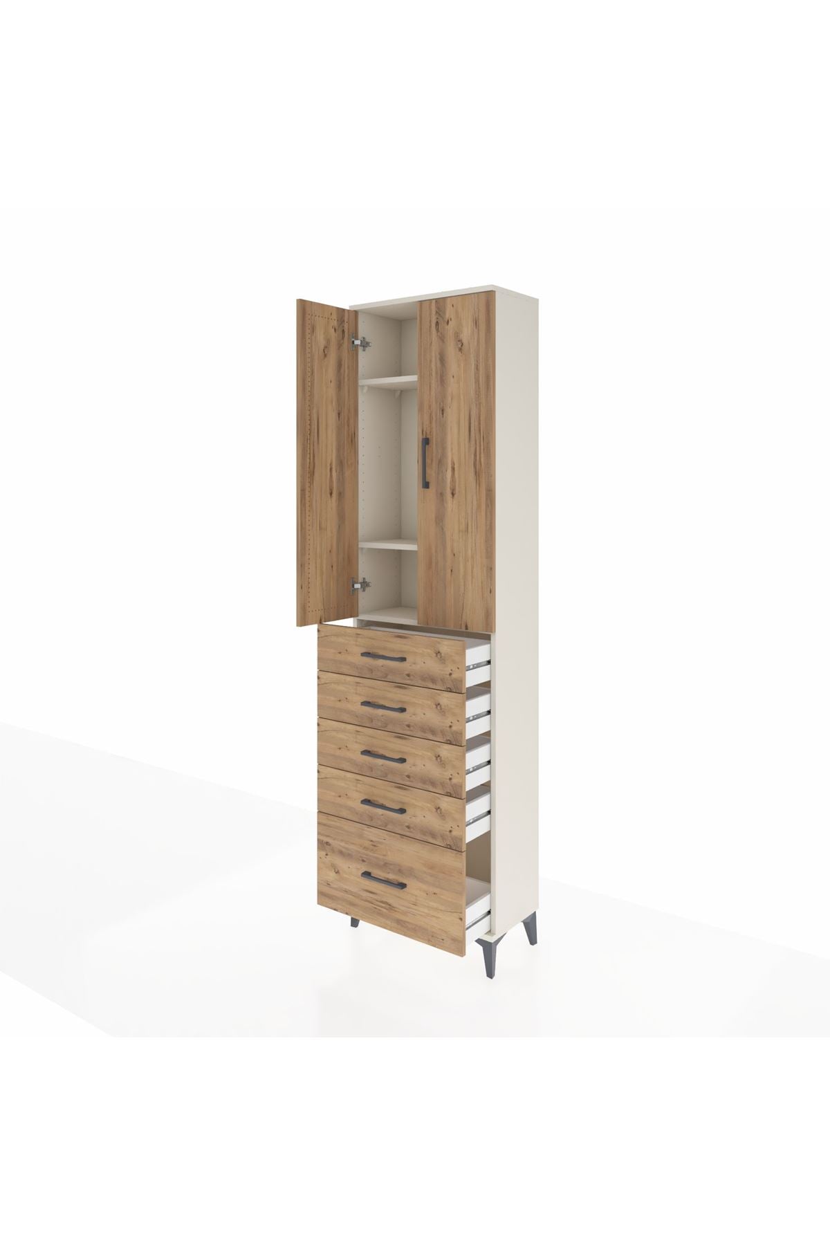 Arges Dolap 3 Raflı 5 Çekmeceli 2 Kapaklı 60x30x221 - S29M113V3A