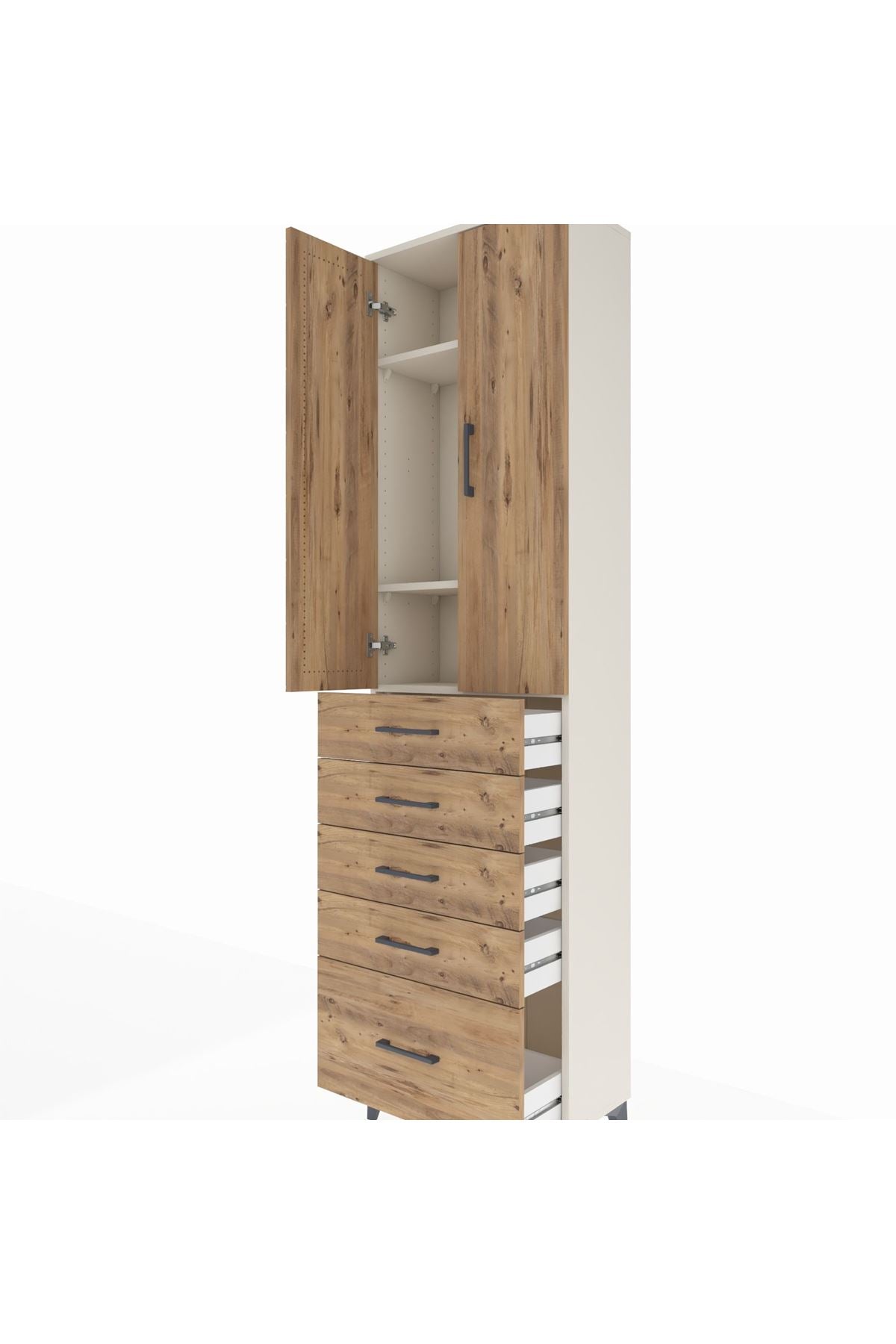 Arges Dolap 3 Raflı 5 Çekmeceli 2 Kapaklı 60x30x221 - S29M113V3A