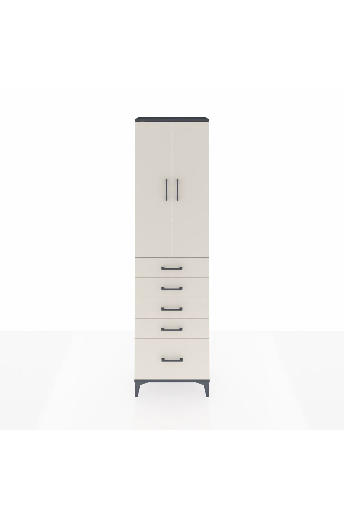 Arges Dolap 3 Raflı 5 Çekmeceli 2 Kapaklı 60x30x221 - S29M113V4A