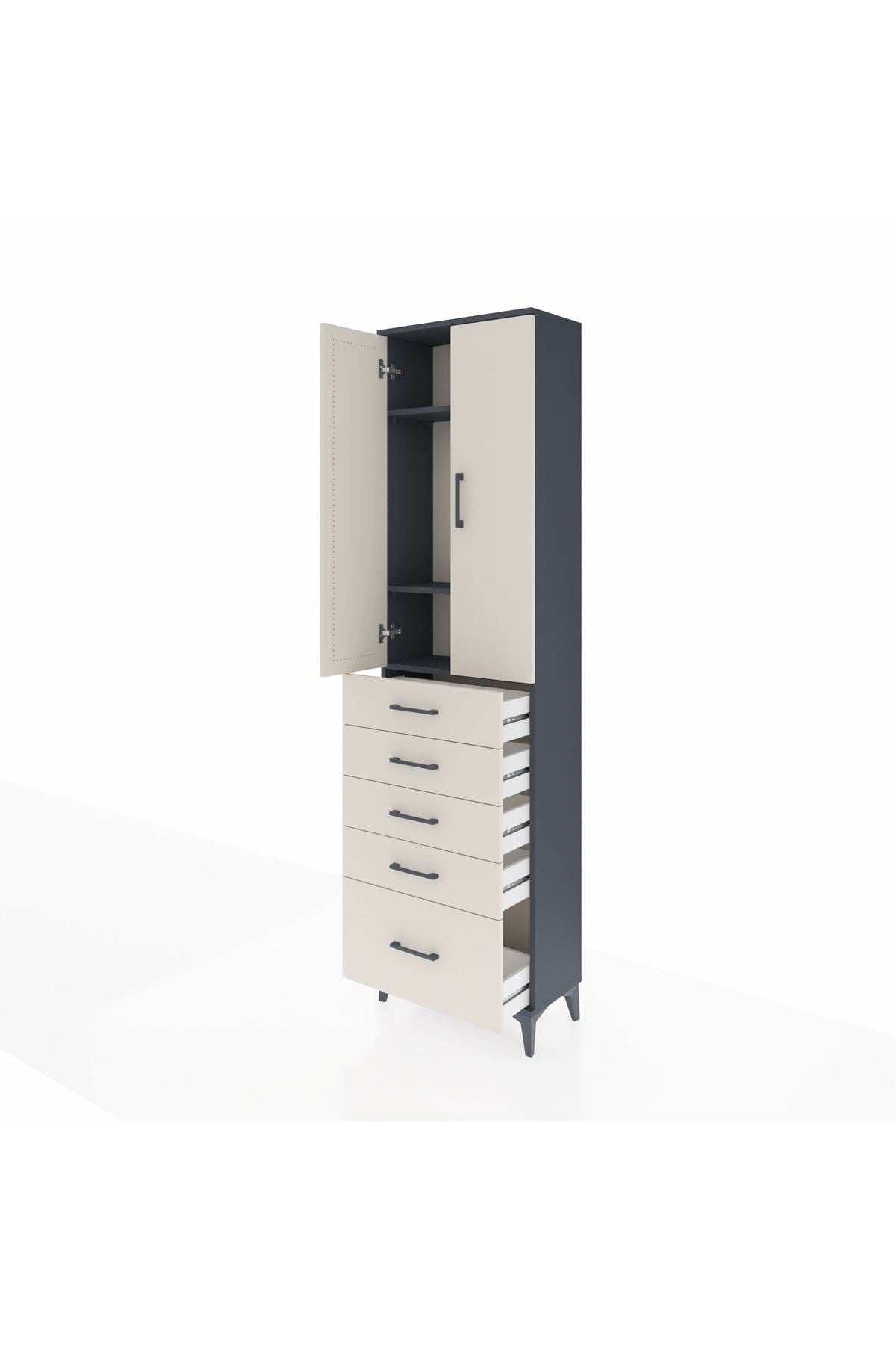 Arges Dolap 3 Raflı 5 Çekmeceli 2 Kapaklı 60x30x221 - S29M113V4A