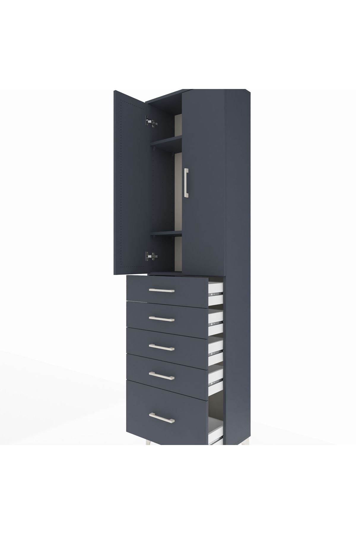 Arges Dolap 3 Raflı 5 Çekmeceli 2 Kapaklı 60x30x221 - S29M113V5A