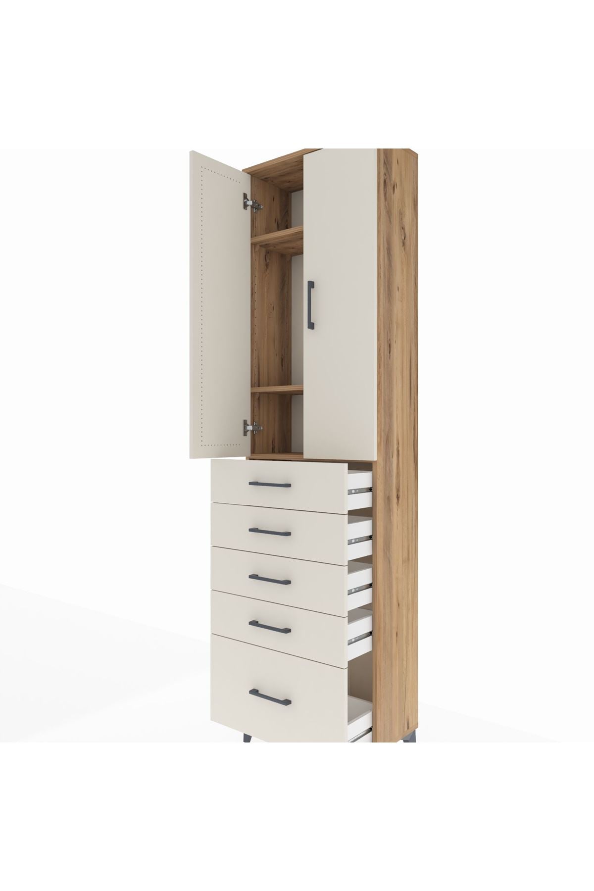 Arges Dolap 3 Raflı 5 Çekmeceli 2 Kapaklı 60x30x221 - S29M113V7A