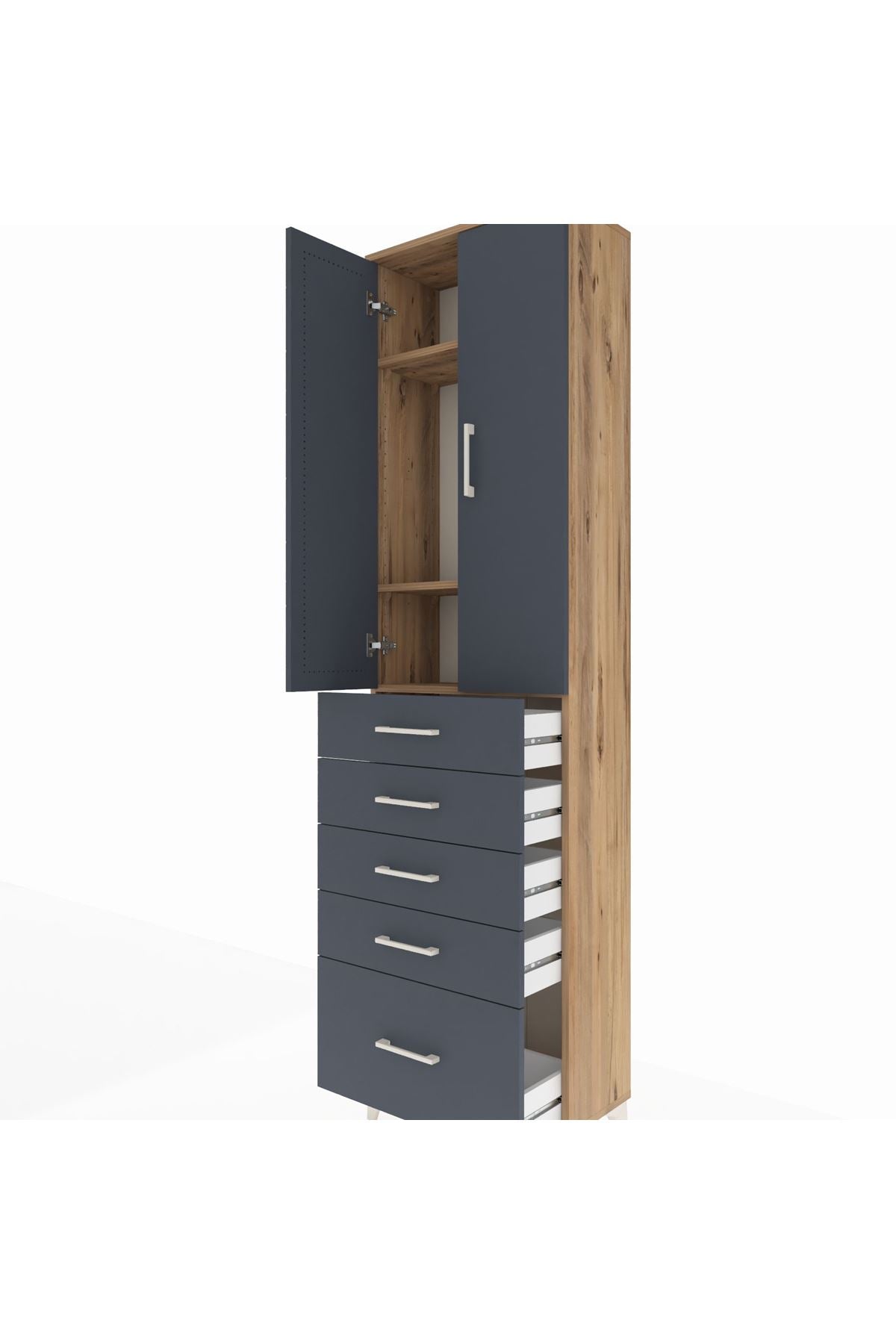 Arges Dolap 3 Raflı 5 Çekmeceli 2 Kapaklı 60x30x221 - S29M113V8A