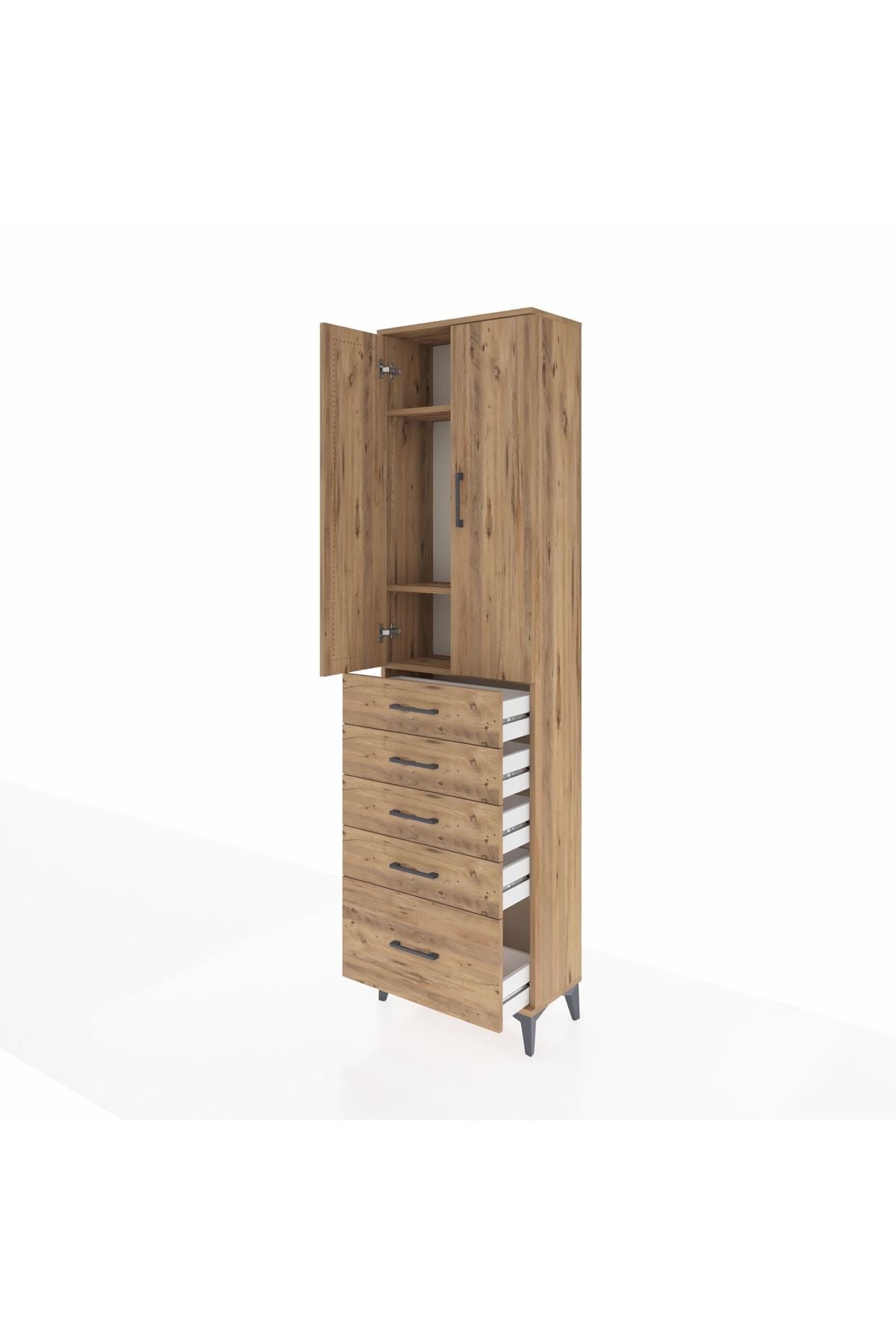 Arges Dolap 3 Raflı 5 Çekmeceli 2 Kapaklı 60x30x221 - S29M113V9A