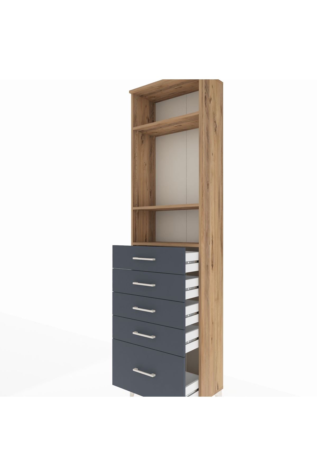 Arges Dolap 3 Raflı 5 Çekmeceli 60x30x221 - S29M114V8A
