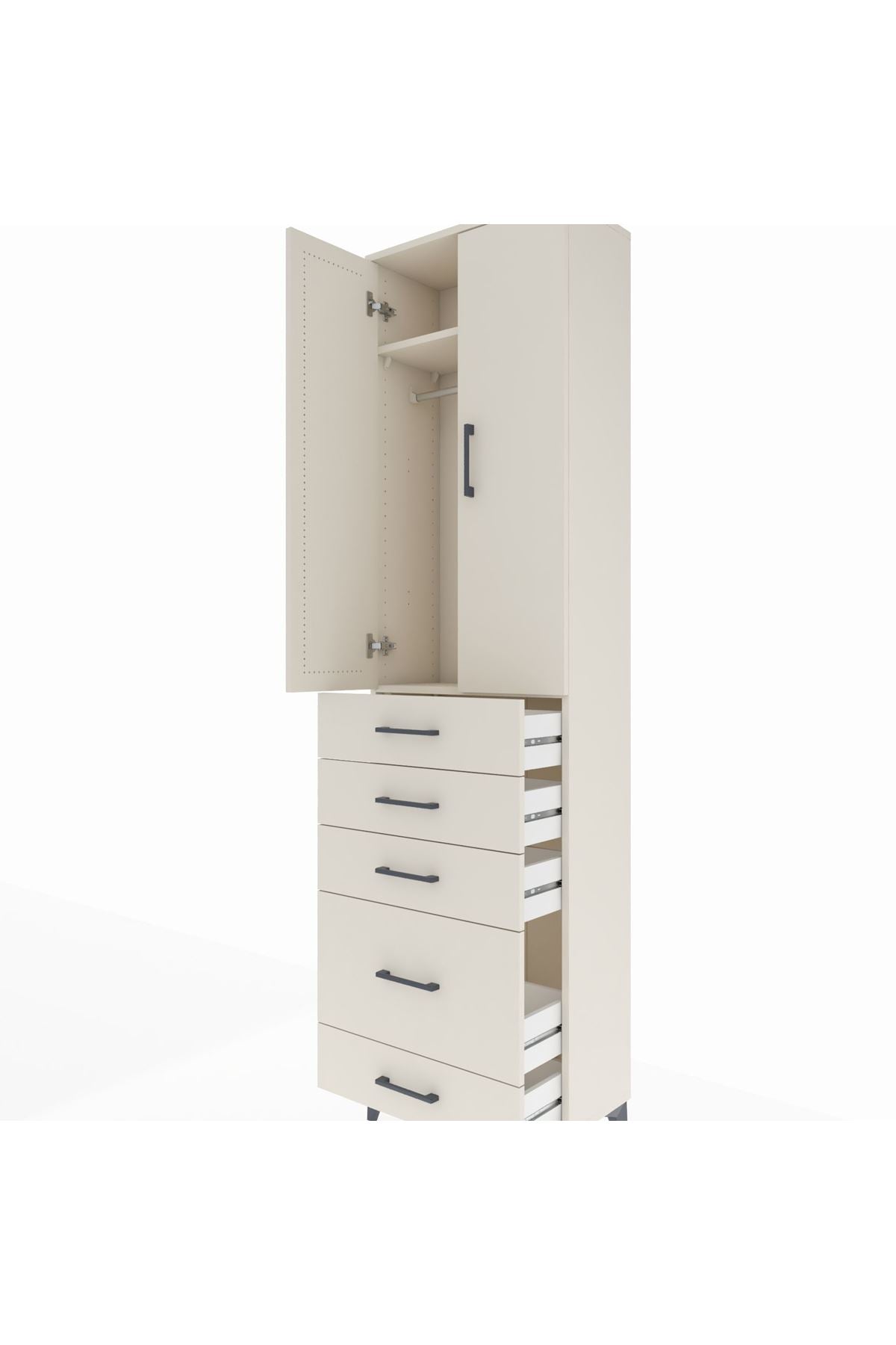 Arges Dolap 2 Raflı 5 Çekmeceli Tek Askılı 60x30x221 - S29M115V1A