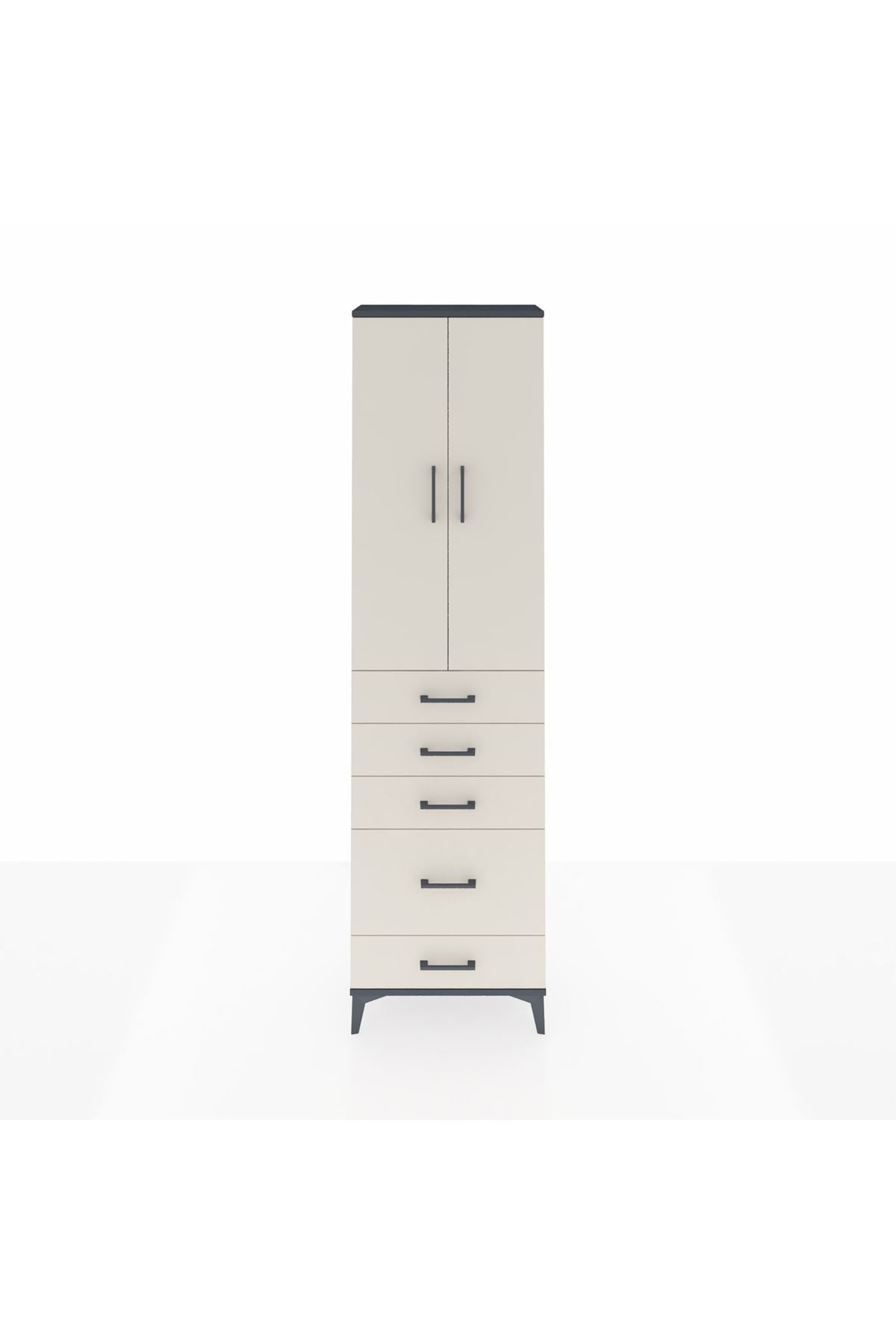 Arges Dolap 2 Raflı 5 Çekmeceli Tek Askılı 60x30x221 - S29M115V4A