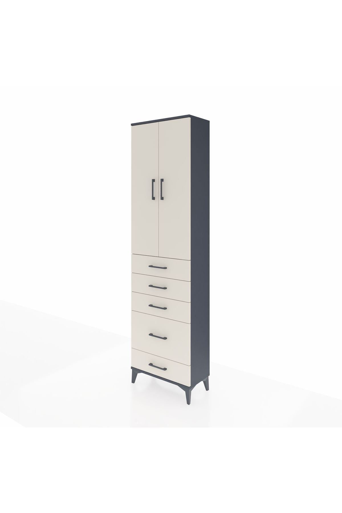 Arges Dolap 2 Raflı 5 Çekmeceli Tek Askılı 60x30x221 - S29M115V4A