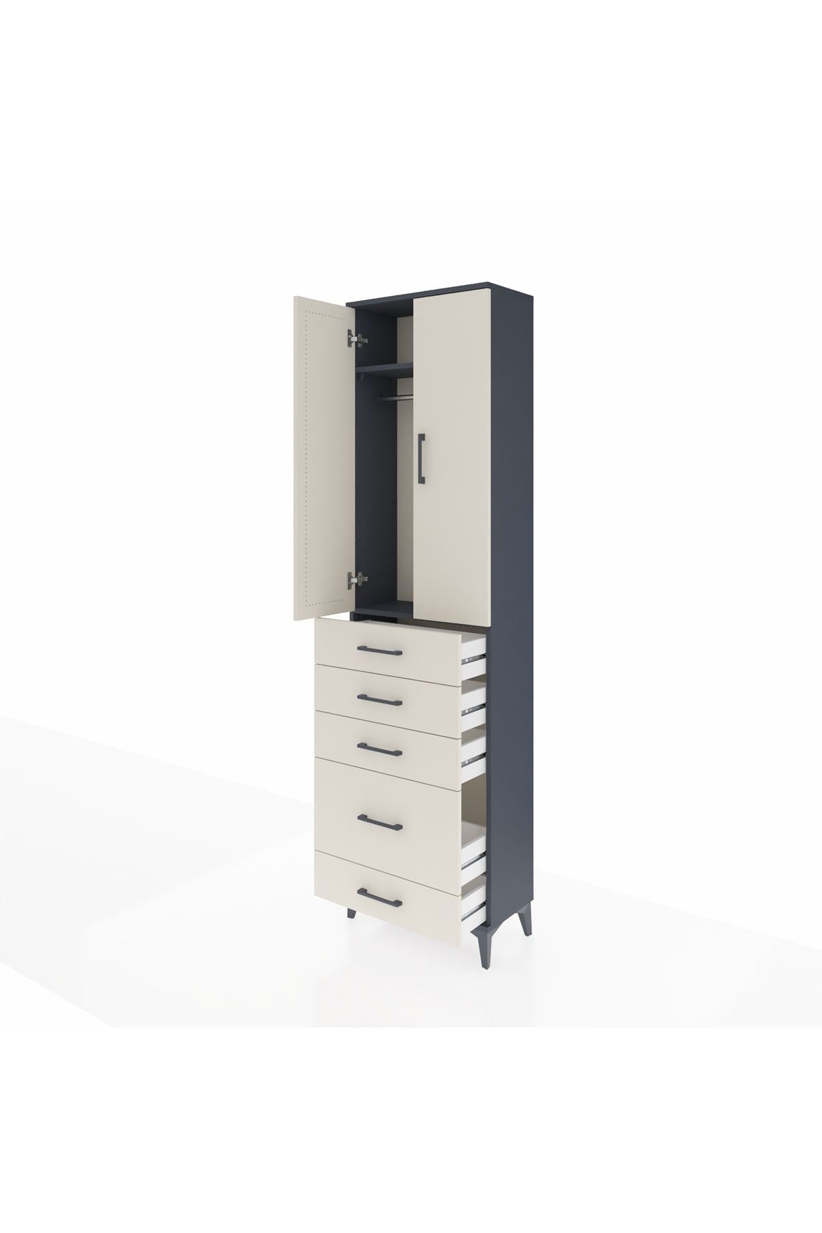 Arges Dolap 2 Raflı 5 Çekmeceli Tek Askılı 60x30x221 - S29M115V4A