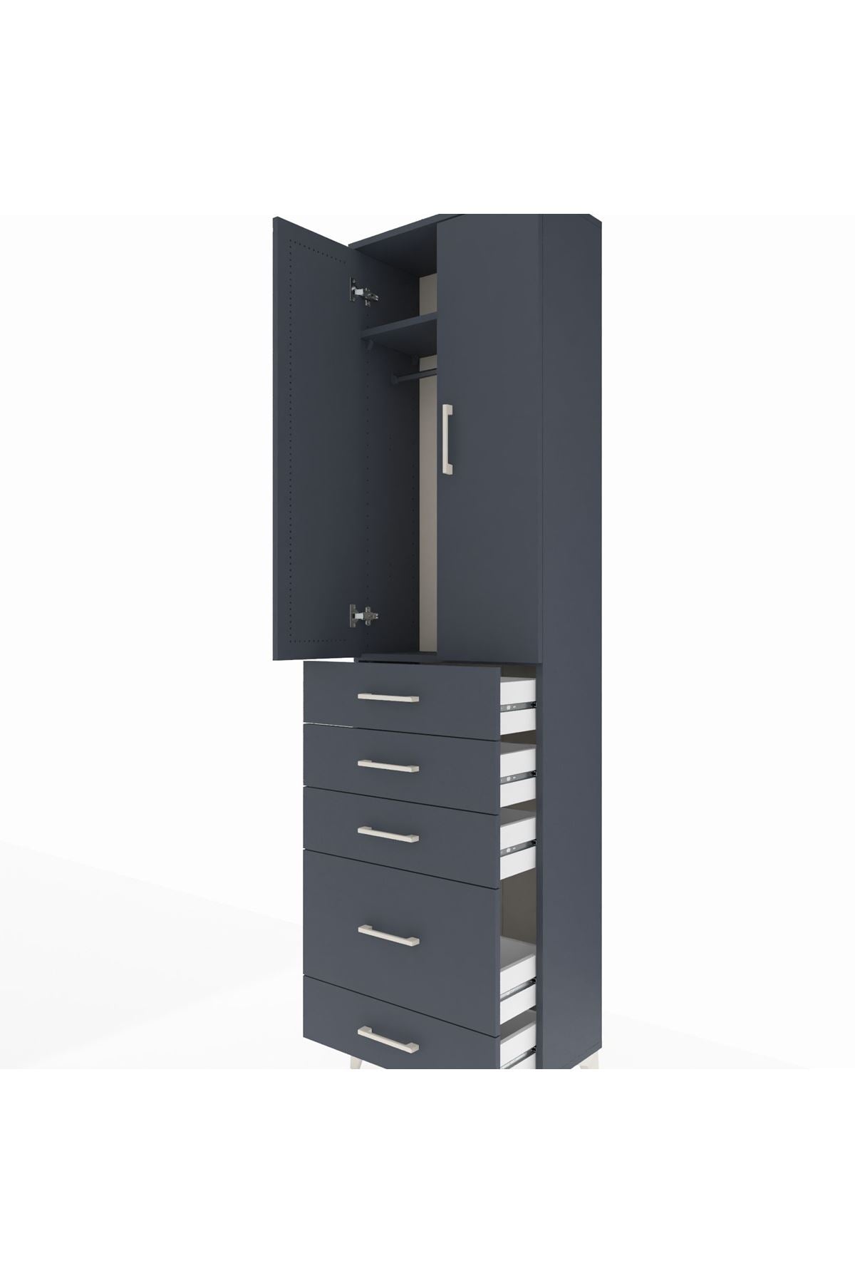 Arges Dolap 2 Raflı 5 Çekmeceli Tek Askılı 60x30x221 - S29M115V5A