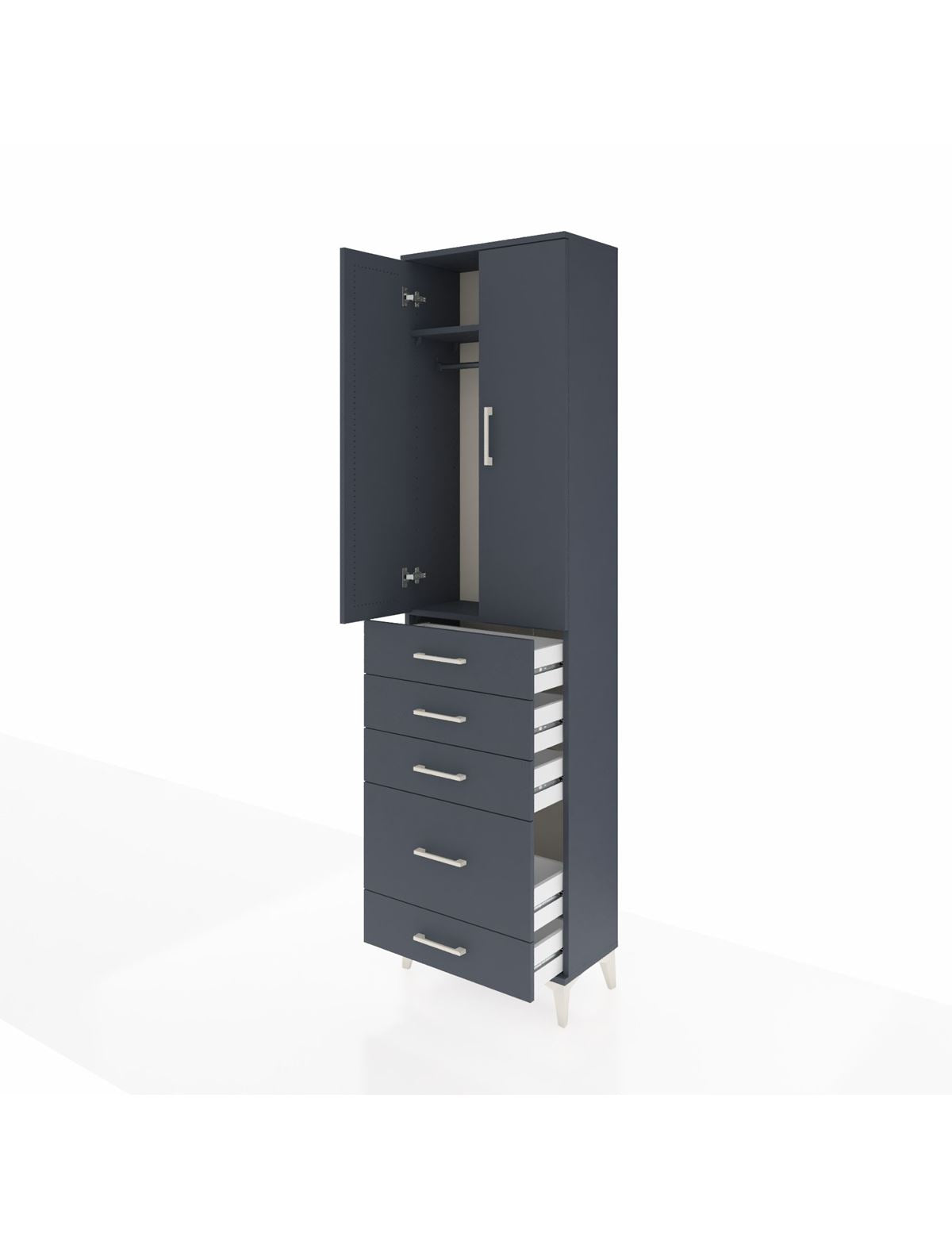 Arges Dolap 2 Raflı 5 Çekmeceli Tek Askılı 60x30x221 - S29M115V5A