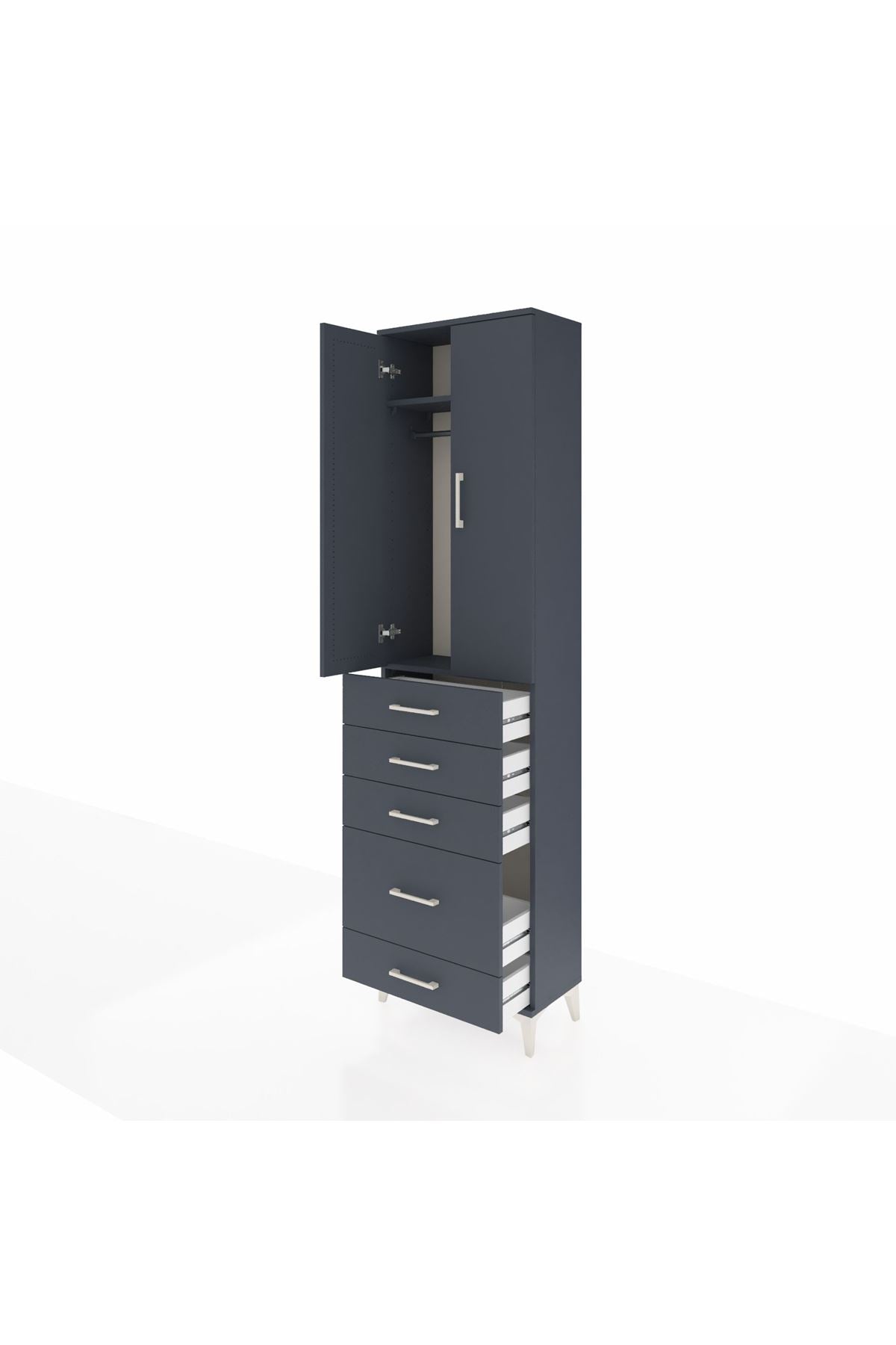 Arges Dolap 2 Raflı 5 Çekmeceli Tek Askılı 60x30x221 - S29M115V5A