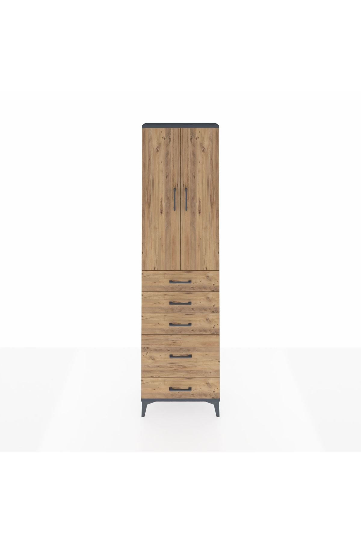 Arges Dolap 2 Raflı 5 Çekmeceli Tek Askılı 60x30x221 - S29M115V6A