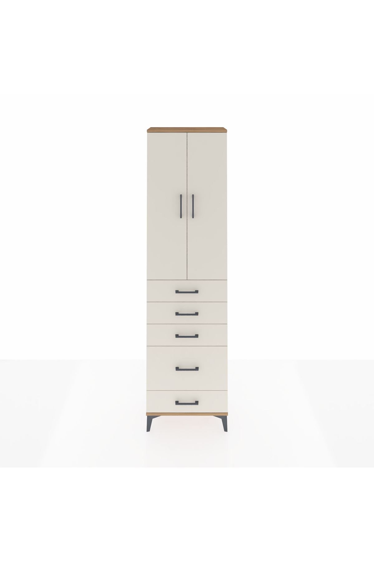 Arges Dolap 2 Raflı 5 Çekmeceli Tek Askılı 60x30x221 - S29M115V7A