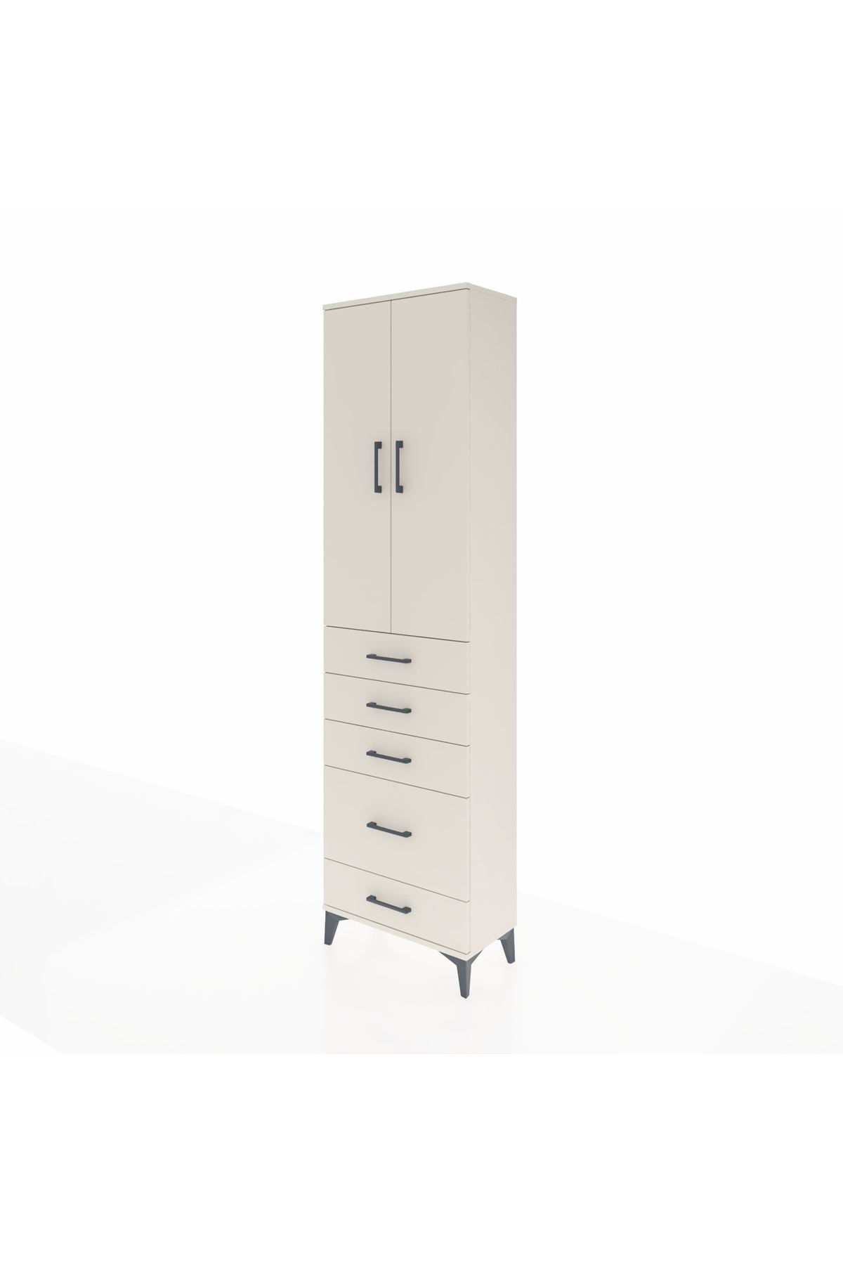 Arges Dolap 3 Raflı 5 Çekmeceli 2 Kapaklı 60x30x221 - S29M116V1A