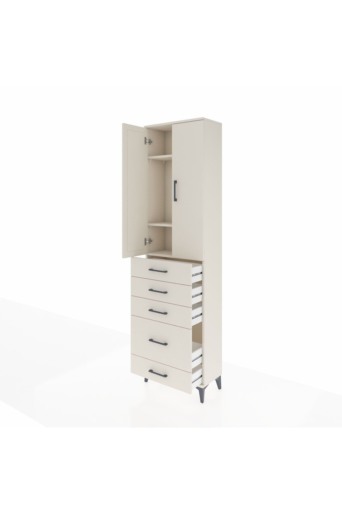 Arges Dolap 3 Raflı 5 Çekmeceli 2 Kapaklı 60x30x221 - S29M116V1A