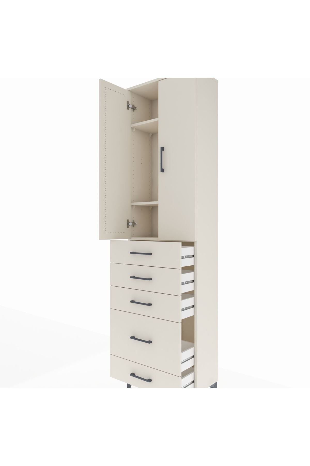 Arges Dolap 3 Raflı 5 Çekmeceli 2 Kapaklı 60x30x221 - S29M116V1A