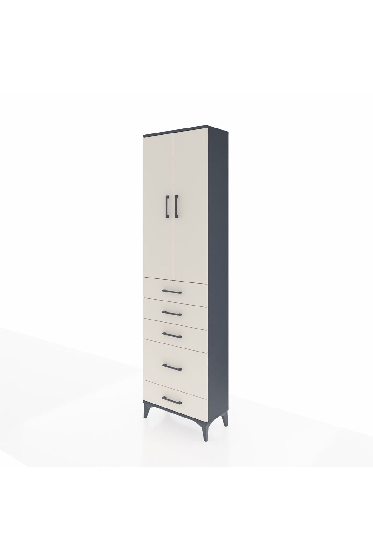 Arges Dolap 3 Raflı 5 Çekmeceli 2 Kapaklı 60x30x221 - S29M116V4A