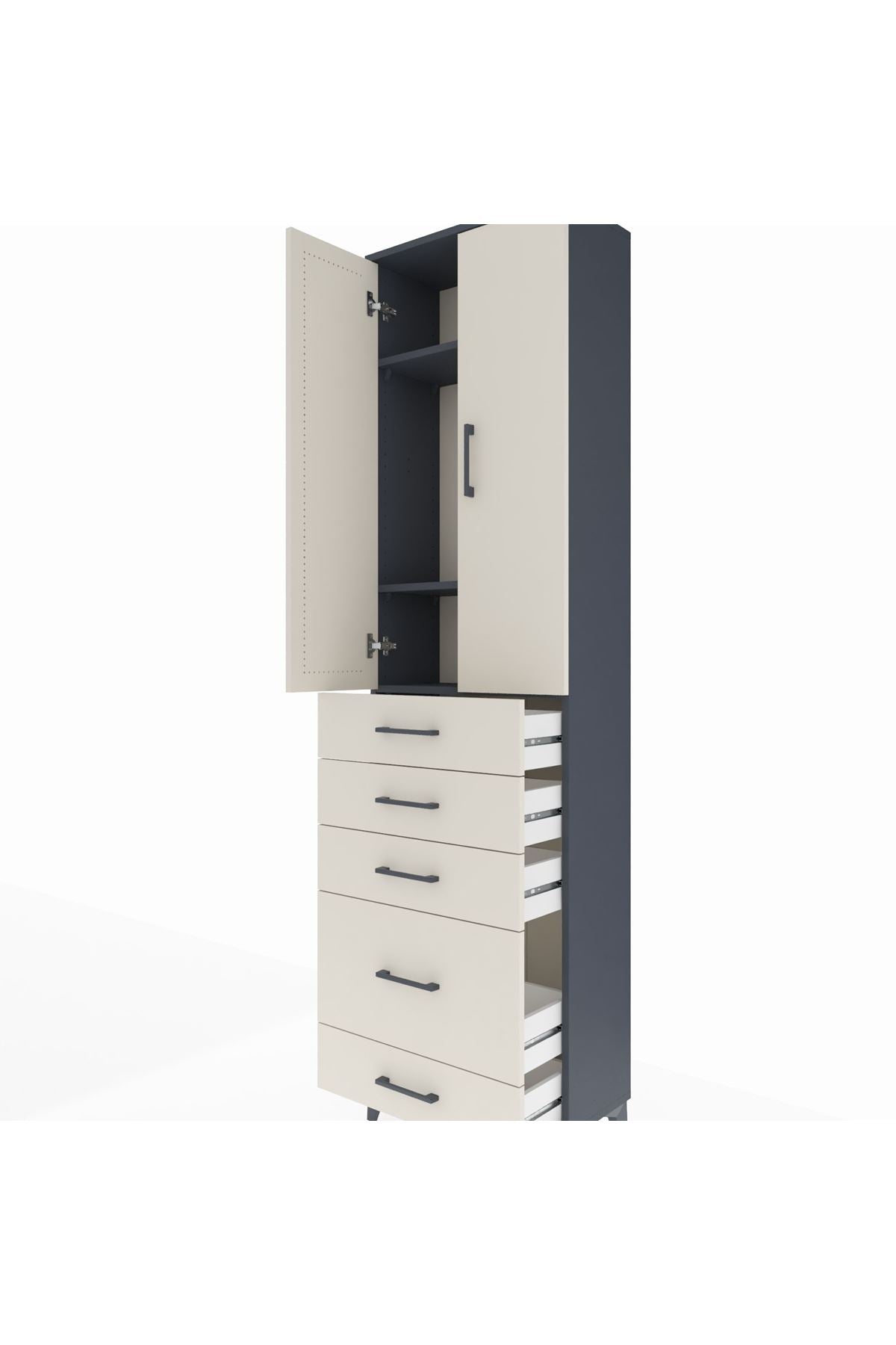 Arges Dolap 3 Raflı 5 Çekmeceli 2 Kapaklı 60x30x221 - S29M116V4A