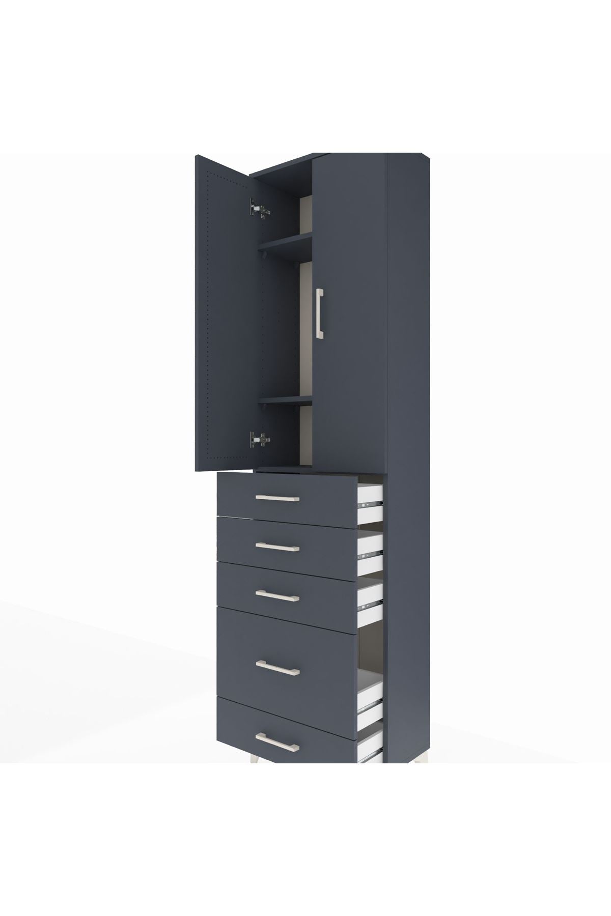 Arges Dolap 3 Raflı 5 Çekmeceli 2 Kapaklı 60x30x221 - S29M116V5A