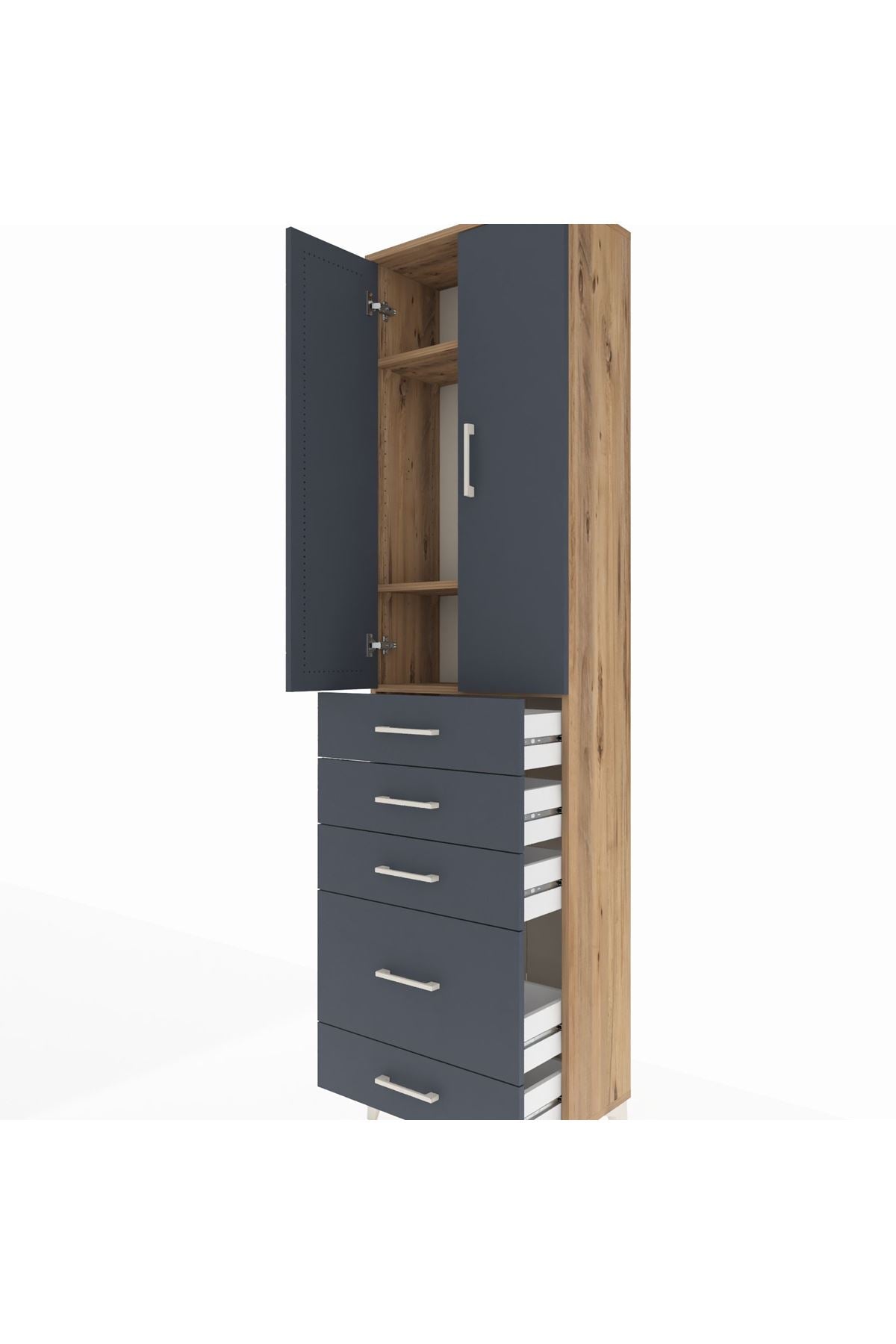 Arges Dolap 3 Raflı 5 Çekmeceli 2 Kapaklı 60x30x221 - S29M116V8A