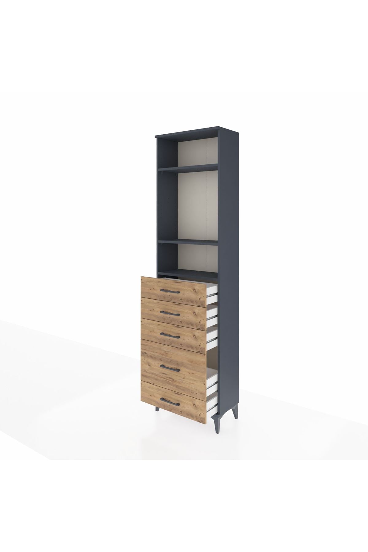 Arges Dolap 3 Raflı 5 Çekmeceli 60x30x221 - S29M117V6A