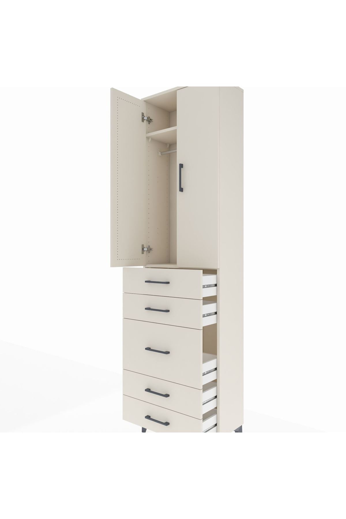 Arges Dolap 2 Raflı 5 Çekmeceli Tek Askılı 60x30x221 - S29M118V1A