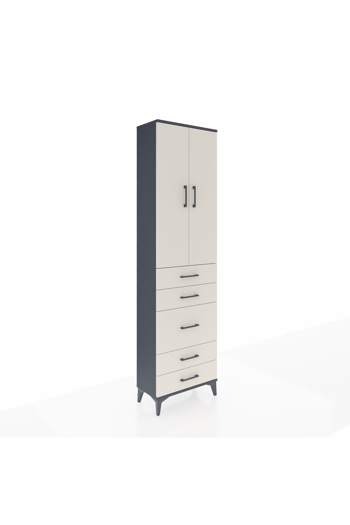 Arges Dolap 2 Raflı 5 Çekmeceli Tek Askılı 60x30x221 - S29M118V4A