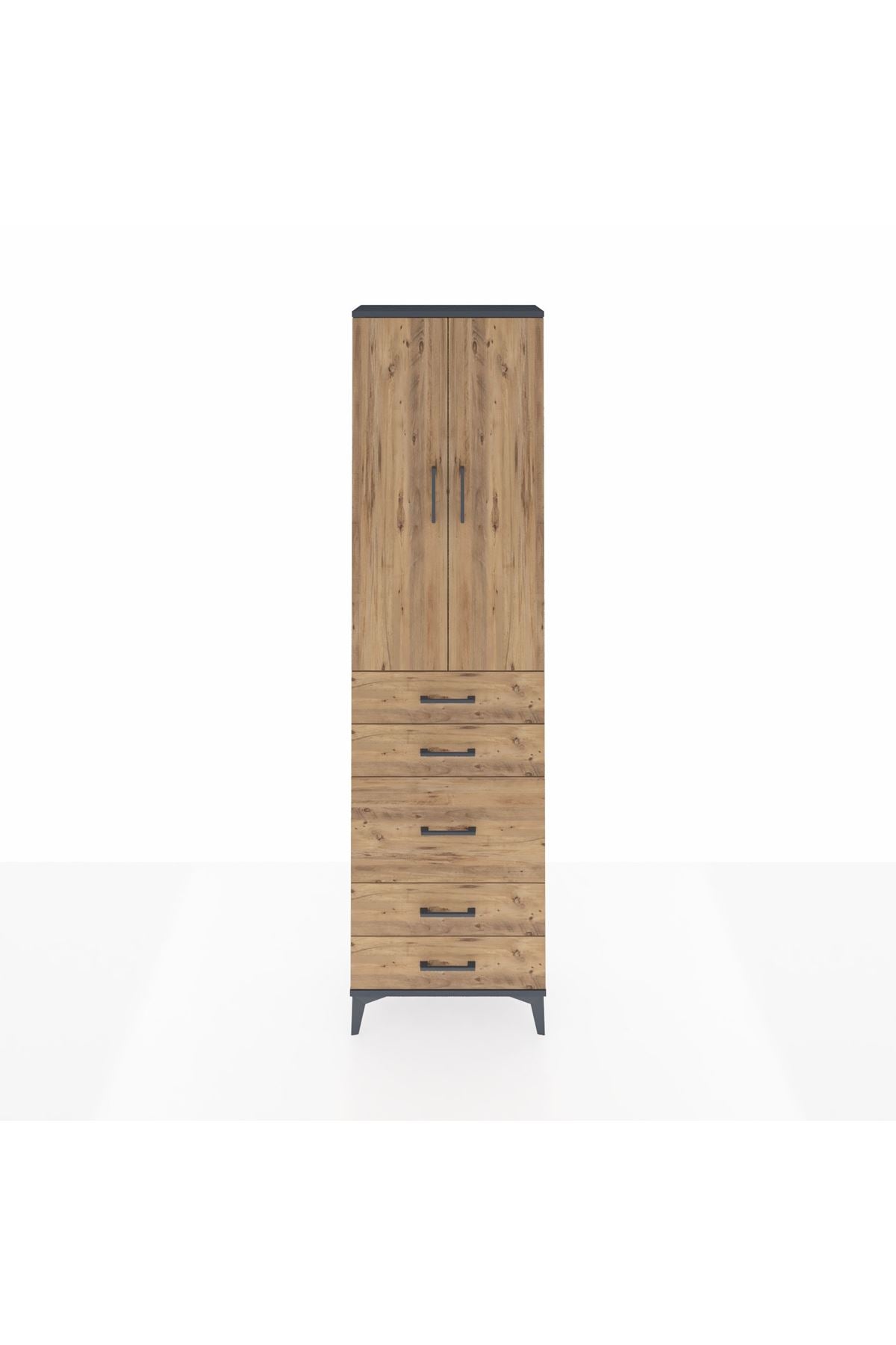 Arges Dolap 2 Raflı 5 Çekmeceli Tek Askılı 60x30x221 - S29M118V6A