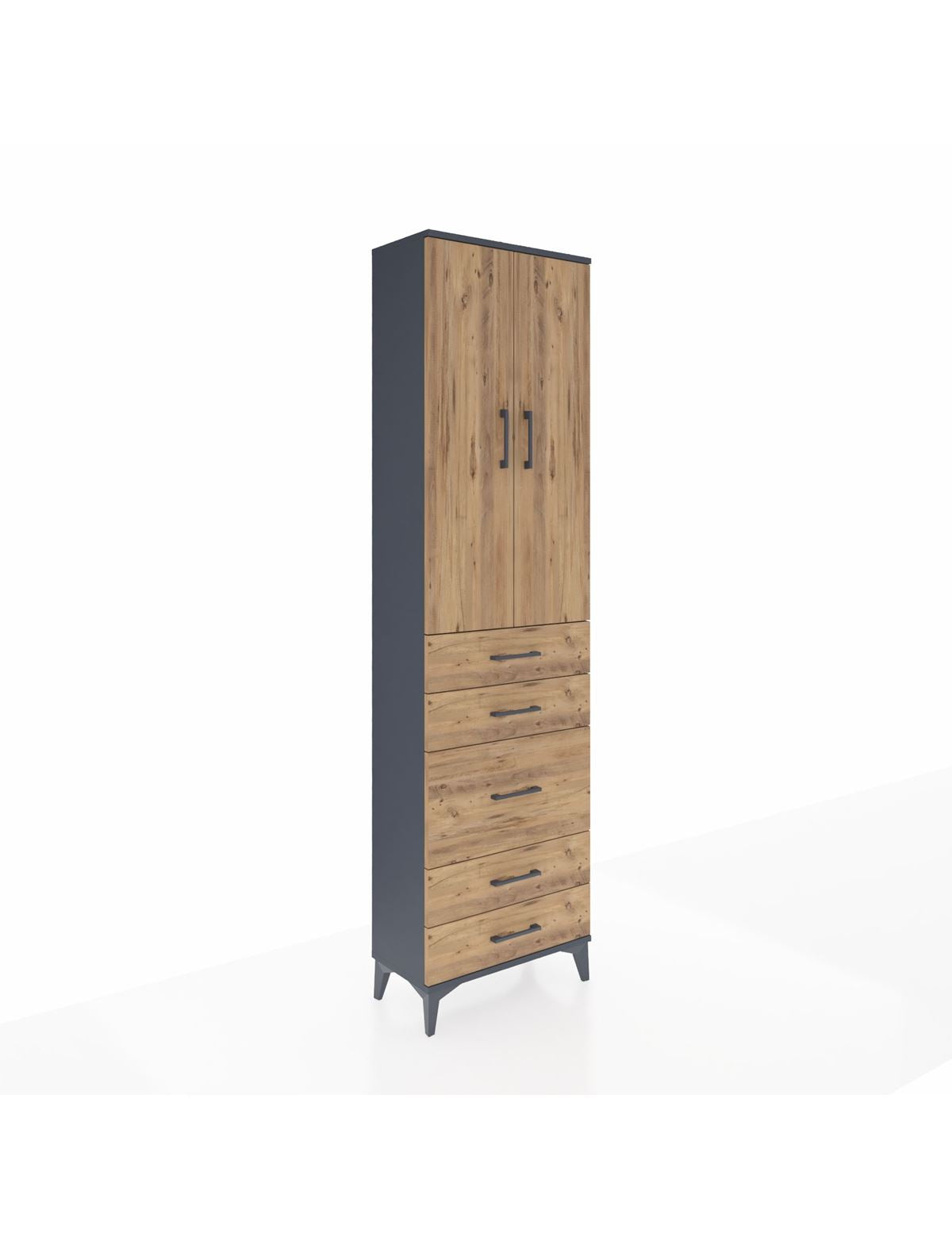 Arges Dolap 2 Raflı 5 Çekmeceli Tek Askılı 60x30x221 - S29M118V6A