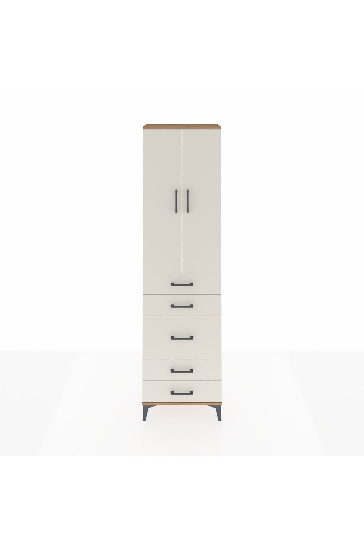 Arges Dolap 2 Raflı 5 Çekmeceli Tek Askılı 60x30x221 - S29M118V7A