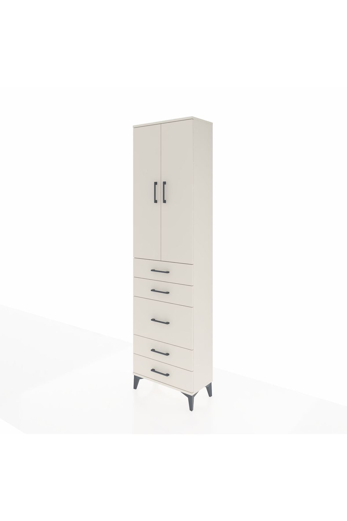 Arges Dolap 3 Raflı 5 Çekmeceli 2 Kapaklı 60x30x221 - S29M119V1A