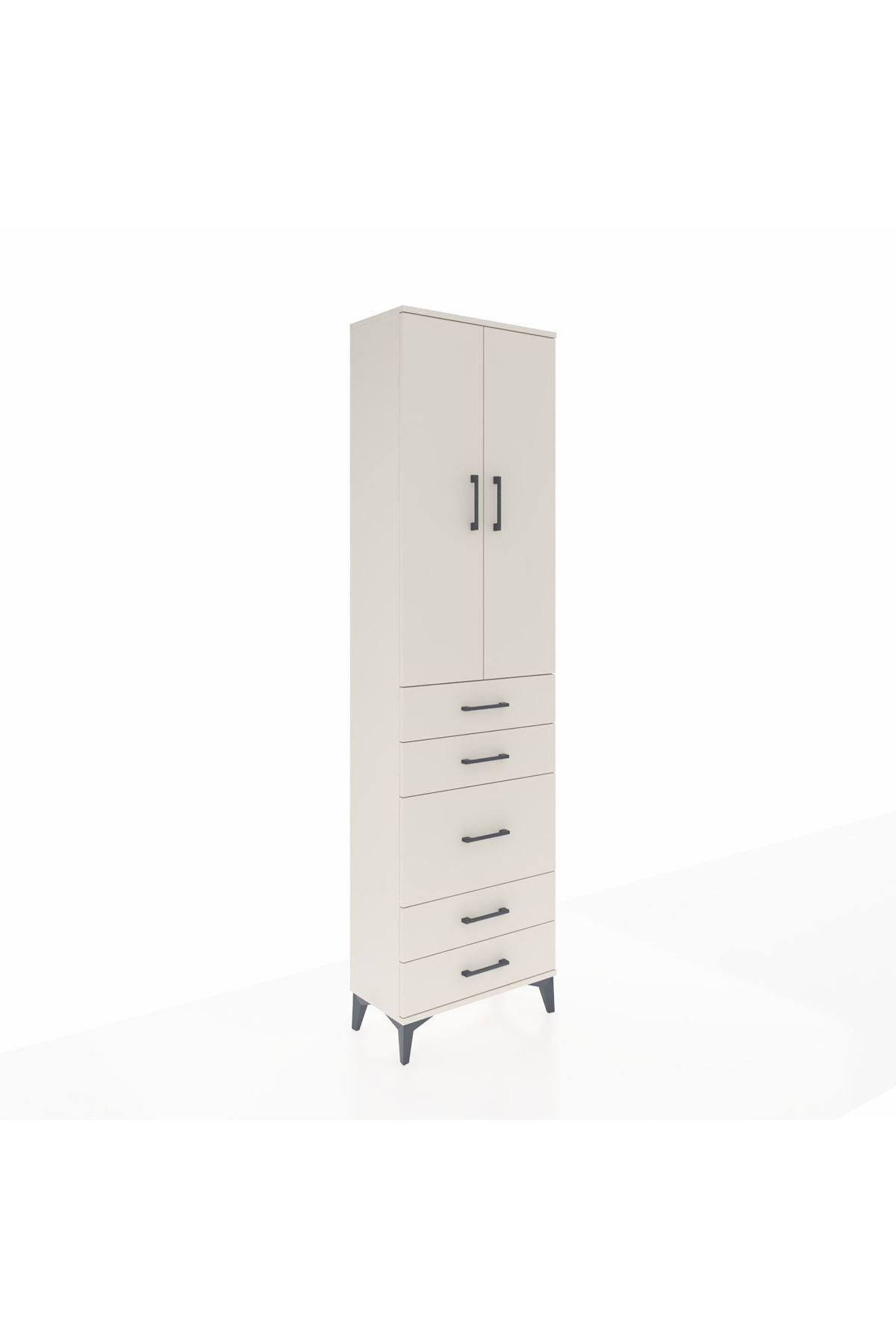 Arges Dolap 3 Raflı 5 Çekmeceli 2 Kapaklı 60x30x221 - S29M119V1A