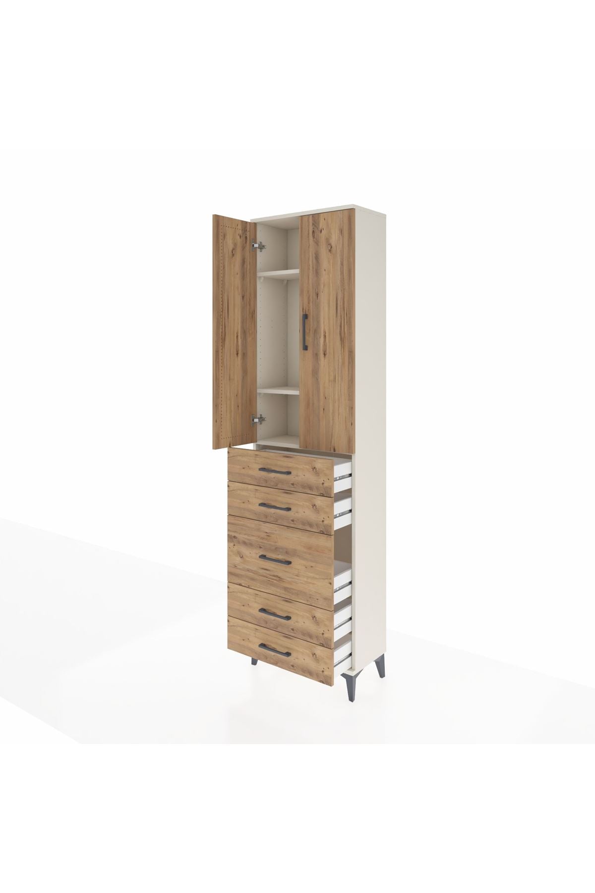 Arges Dolap 3 Raflı 5 Çekmeceli 2 Kapaklı 60x30x221 - S29M119V3A