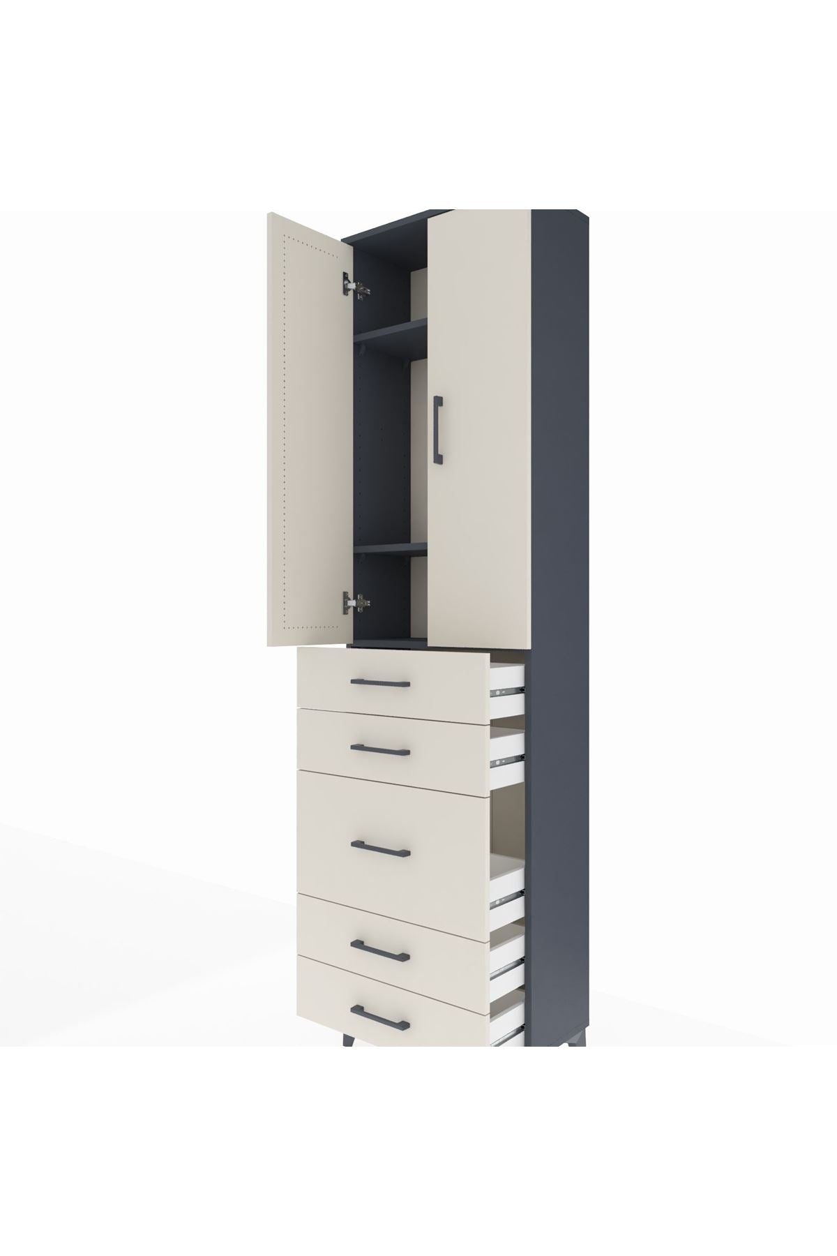 Arges Dolap 3 Raflı 5 Çekmeceli 2 Kapaklı 60x30x221 - S29M119V4A