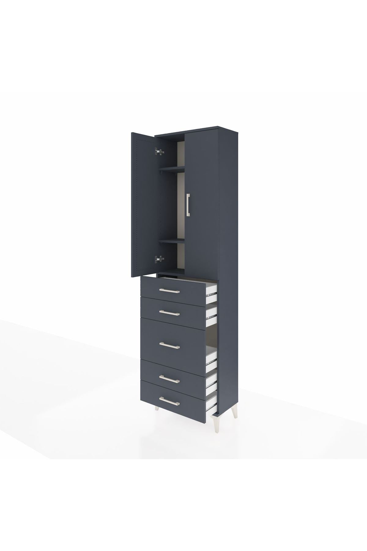 Arges Dolap 3 Raflı 5 Çekmeceli 2 Kapaklı 60x30x221 - S29M119V5A