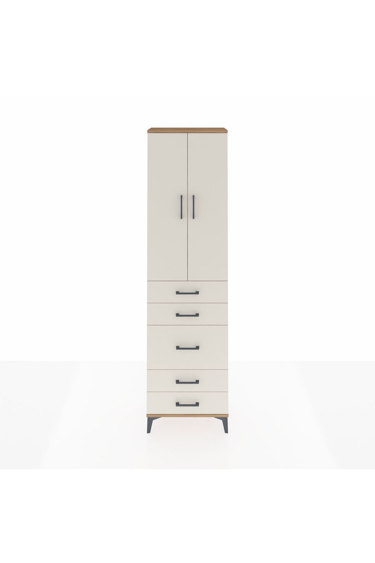 Arges Dolap 3 Raflı 5 Çekmeceli 2 Kapaklı 60x30x221 - S29M119V7A