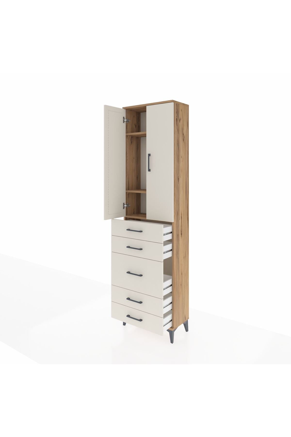 Arges Dolap 3 Raflı 5 Çekmeceli 2 Kapaklı 60x30x221 - S29M119V7A