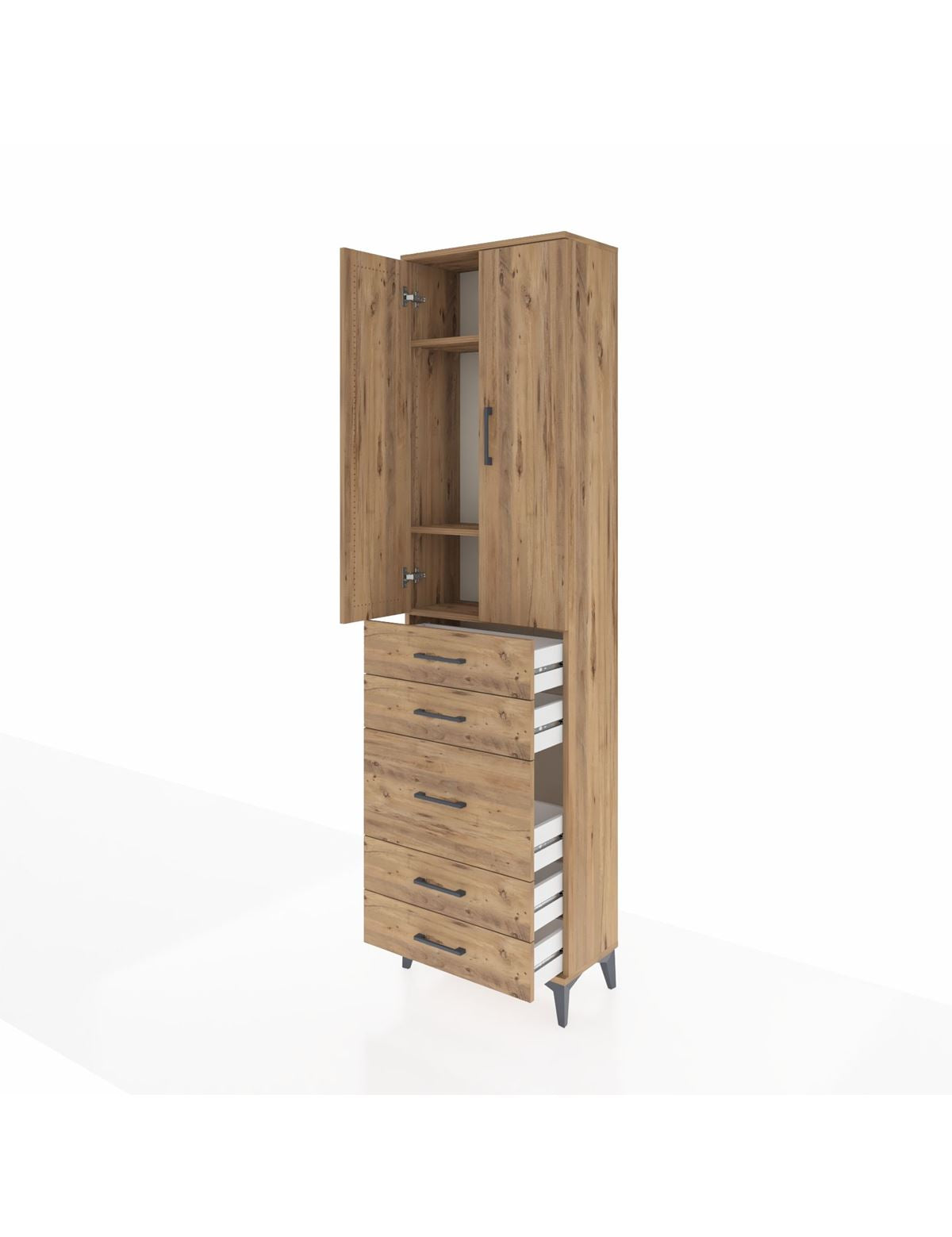 Arges Dolap 3 Raflı 5 Çekmeceli 2 Kapaklı 60x30x221 - S29M119V9A