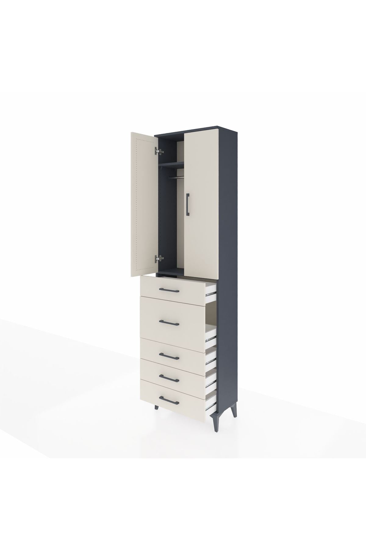 Arges Dolap 2 Raflı 5 Çekmeceli 2 Kapaklı 60x30x221 - S29M121V4A